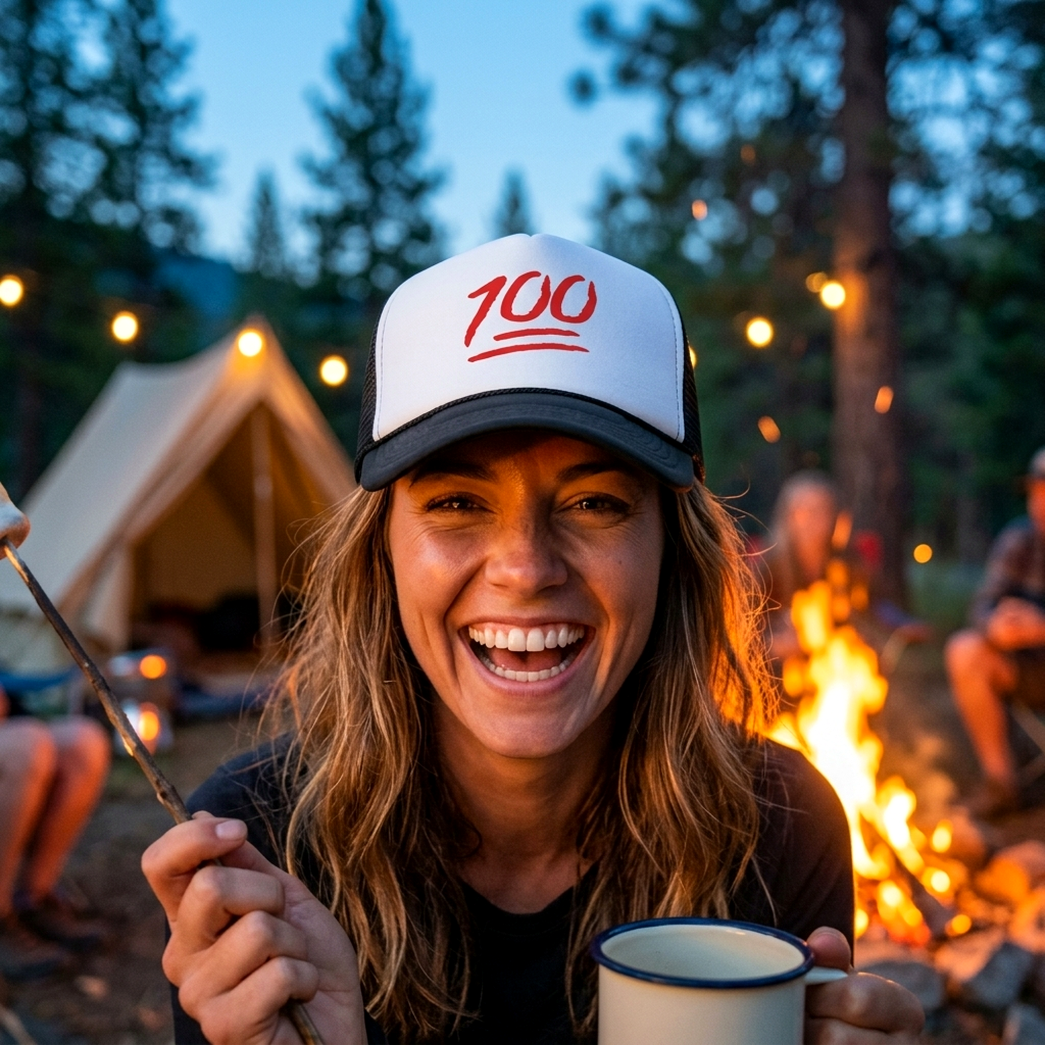 ONE HUNDRED POINTS - Five Panel Retro Style TRUCKER Cap