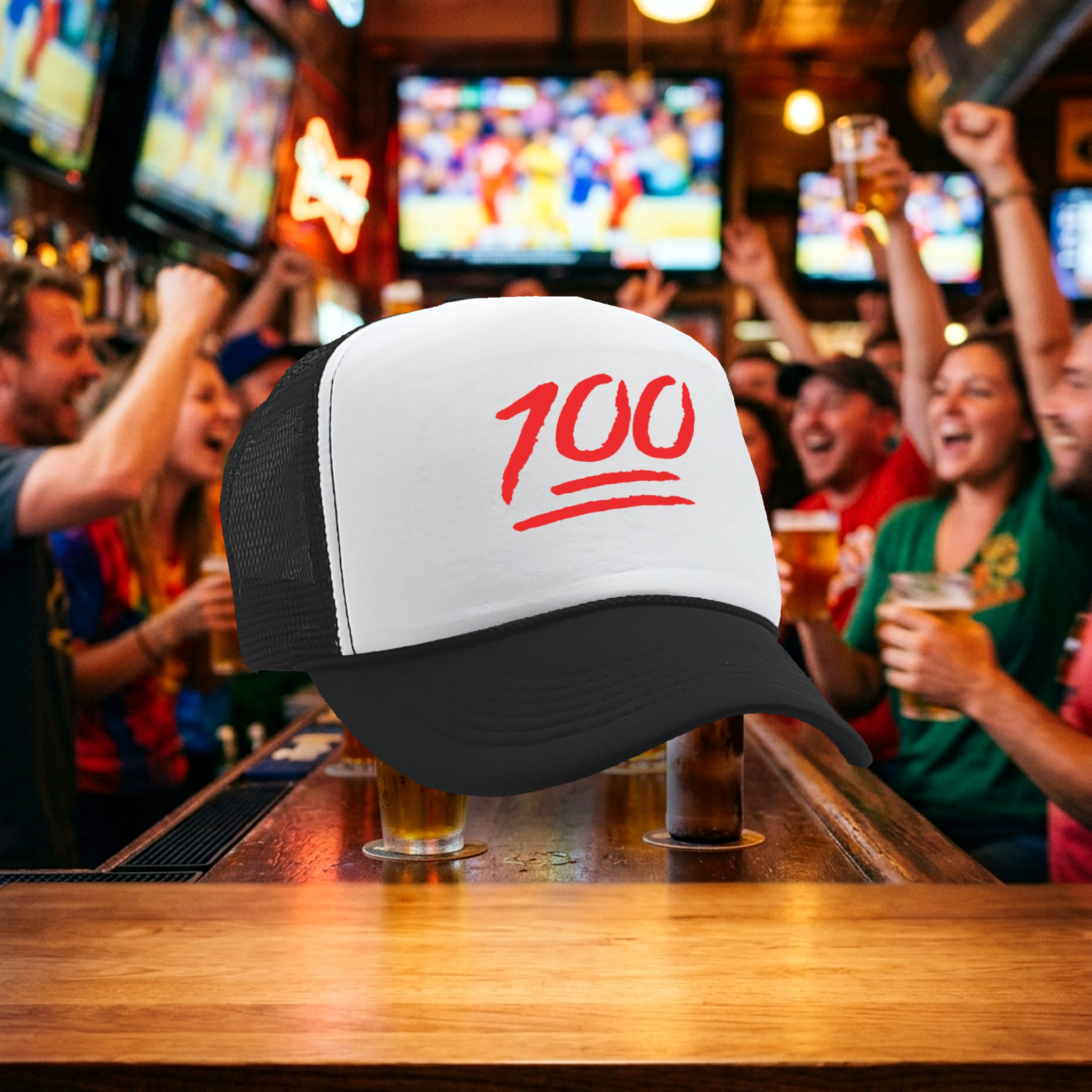 ONE HUNDRED POINTS - Five Panel Retro Style TRUCKER Cap