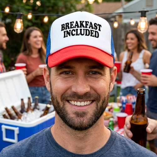 BREAKFAST INCLUDED - Five Panel Retro Style TRUCKER Cap