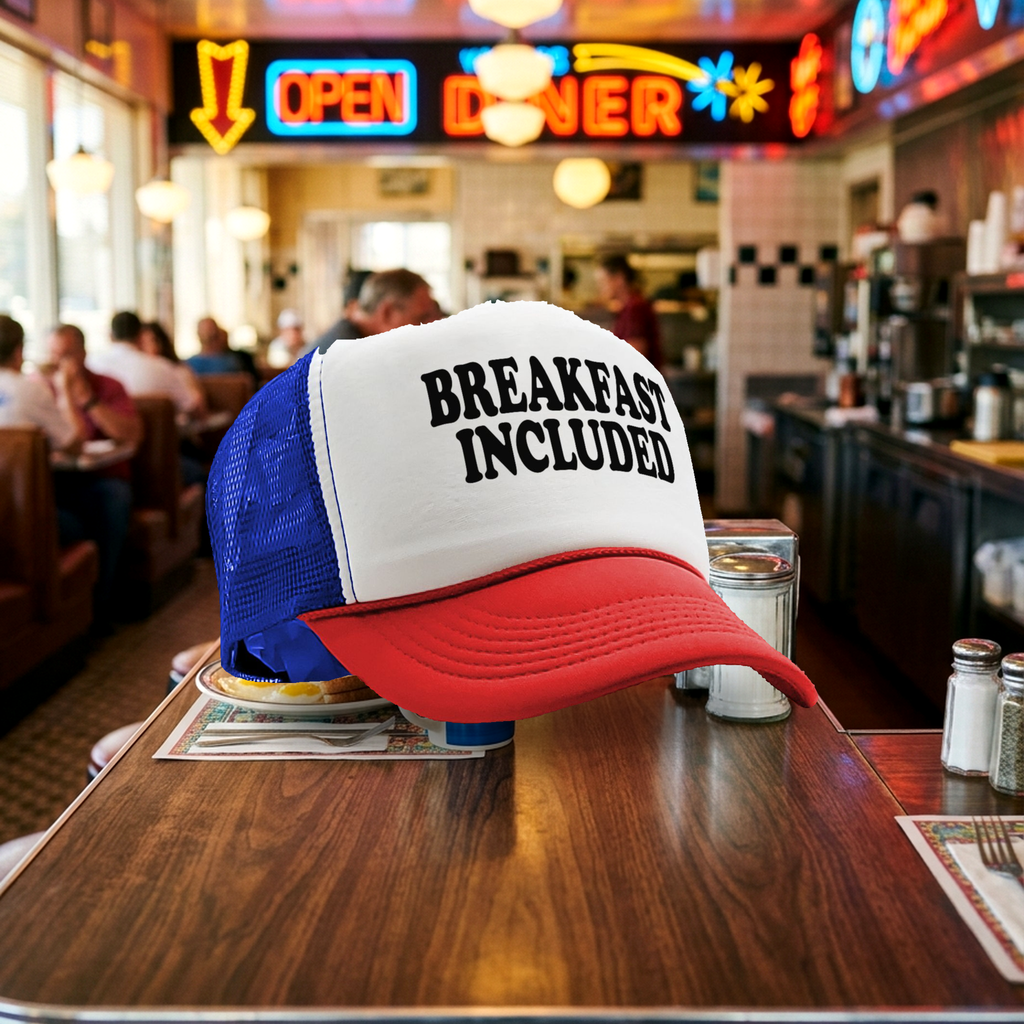 BREAKFAST INCLUDED - Five Panel Retro Style TRUCKER Cap