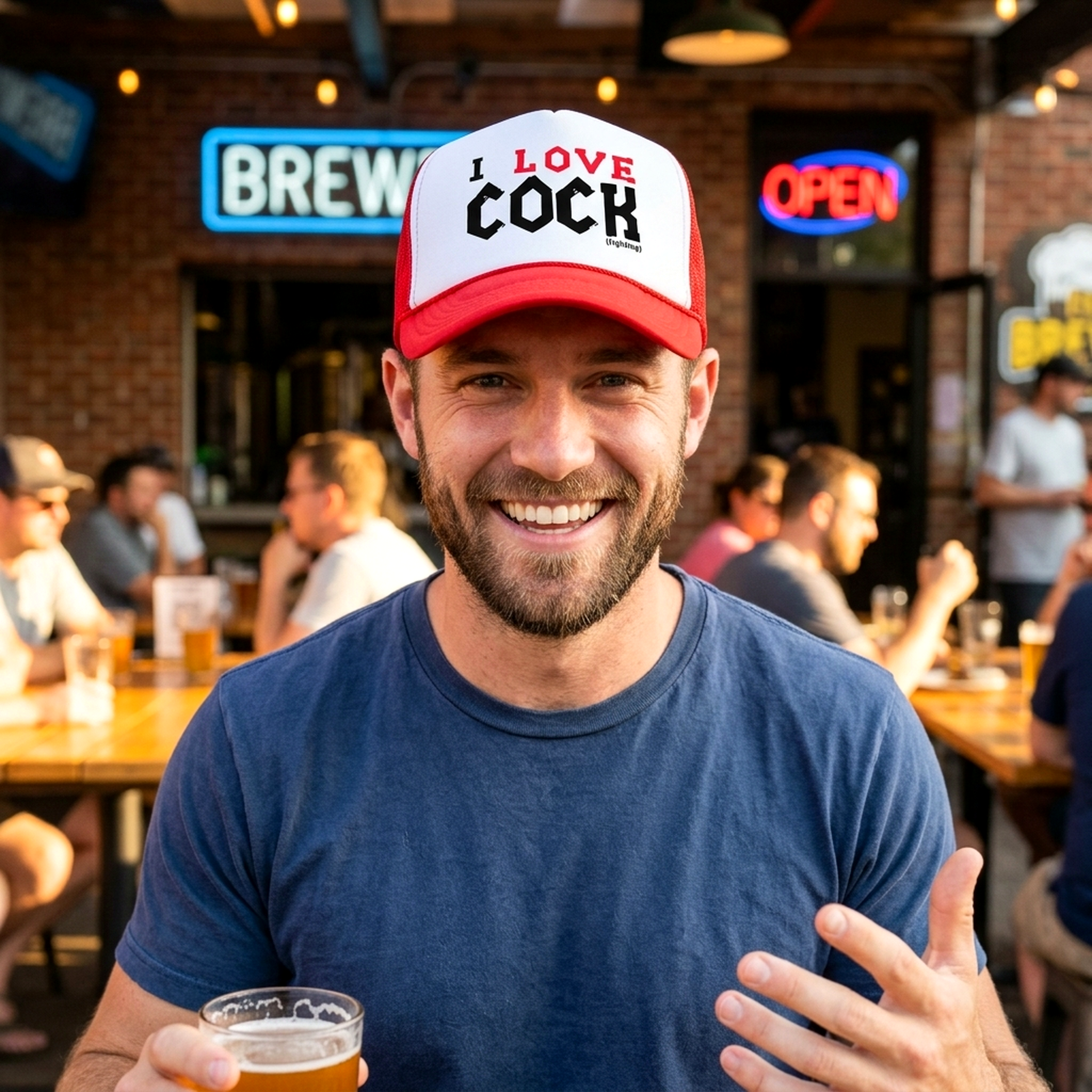 I LOVE COCK fighting - Five Panel Retro Style TRUCKER Cap