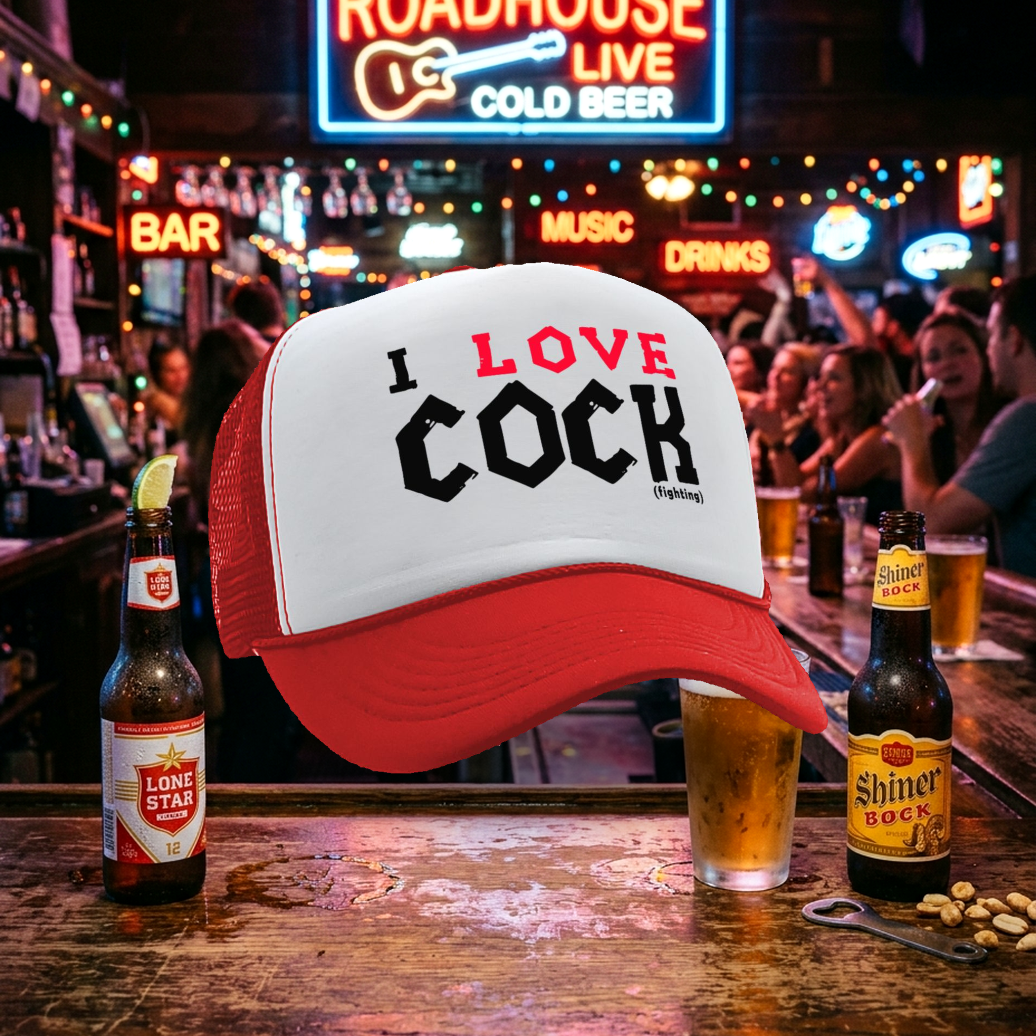 I LOVE COCK fighting - Five Panel Retro Style TRUCKER Cap