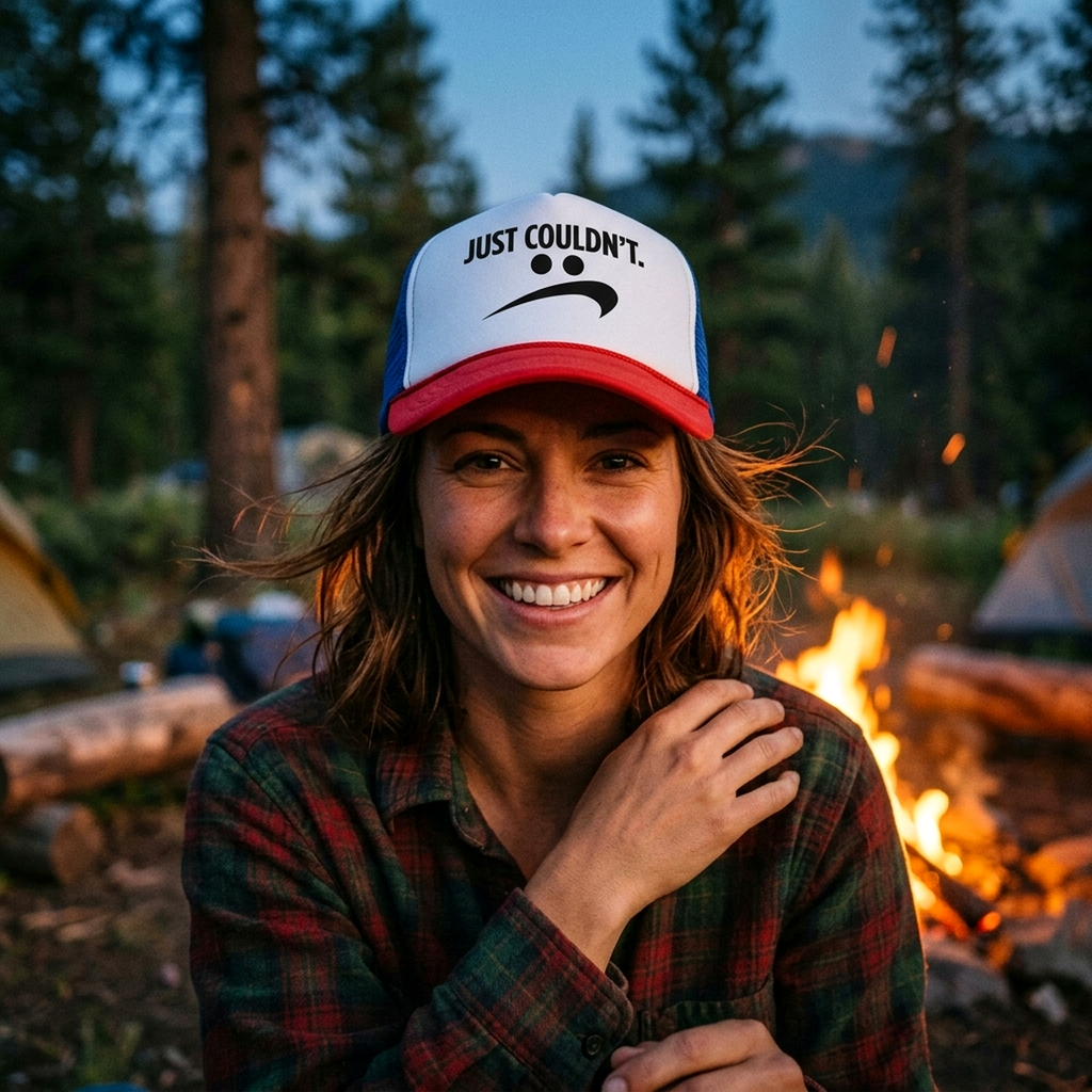 JUST COULDN'T - do it parody - Five Panel Retro Style TRUCKER Cap
