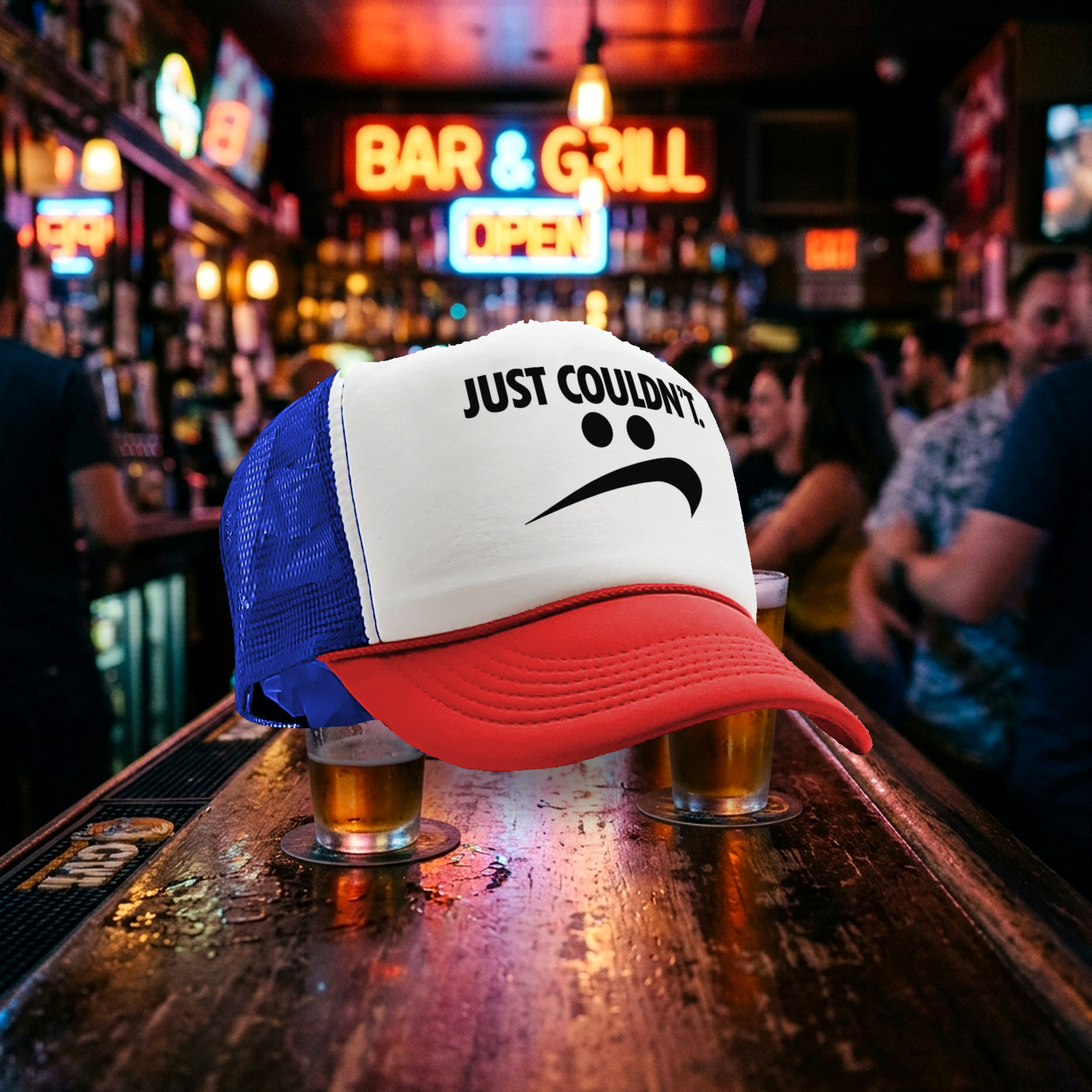 JUST COULDN'T - do it parody - Five Panel Retro Style TRUCKER Cap