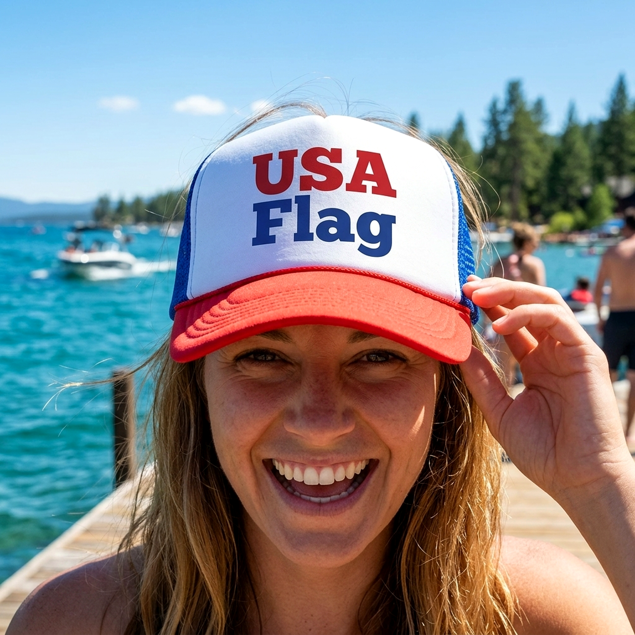 USA FLAG - Five Panel Retro Style TRUCKER Cap
