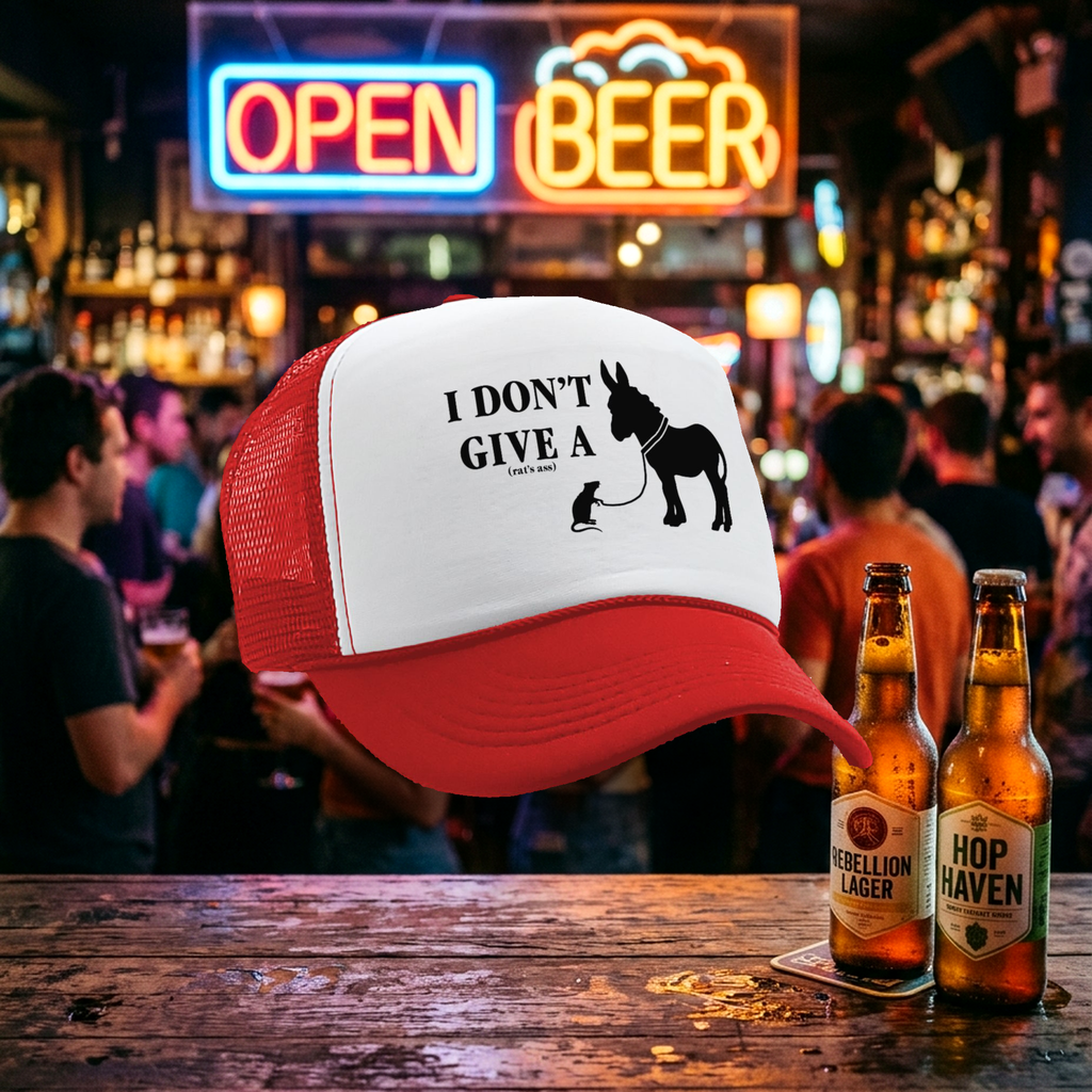 I Don't Give a RAT'S ASS - Five Panel Retro Style TRUCKER Cap