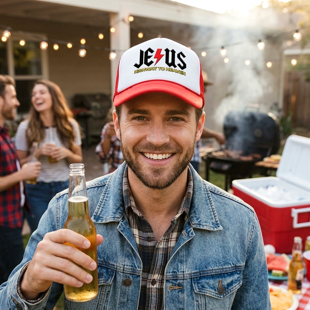 JESUS - HIGHWAY to HEAVEN - Five Panel Retro Style TRUCKER Cap