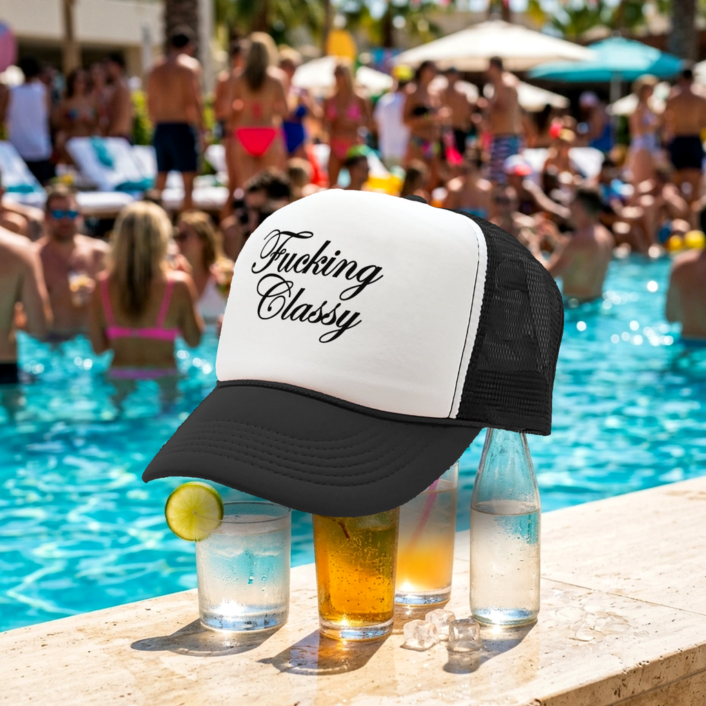 F---ING CLASSY - Five Panel Retro Style TRUCKER Cap