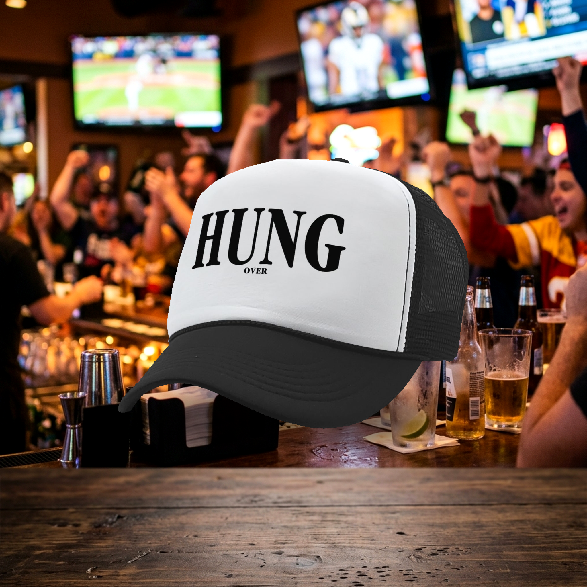 HUNG OVER - Five Panel Retro Style TRUCKER Cap