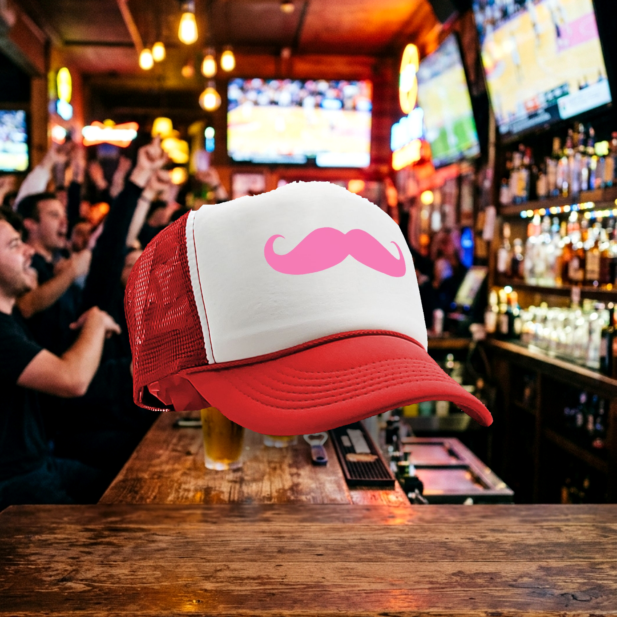 PINK MUSTACHE - Five Panel Retro Style TRUCKER Cap
