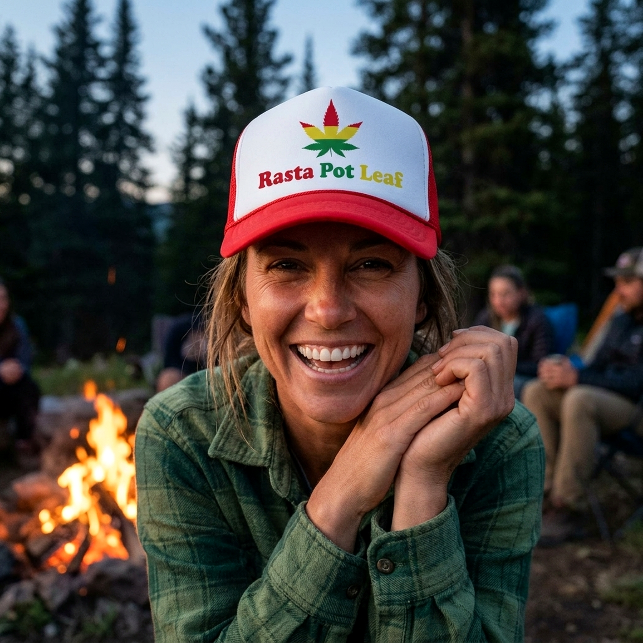 RASTA POT LEAF - Five Panel Retro Style TRUCKER Cap