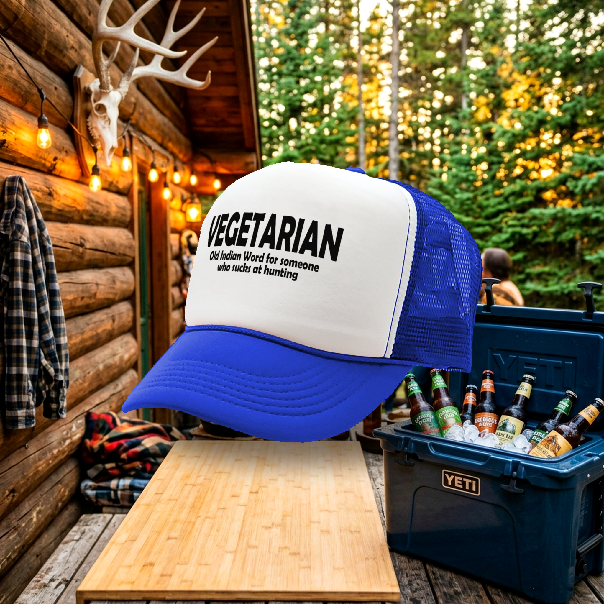 VEGETARIAN - BAD HUNTER - Five Panel Retro Style TRUCKER Cap