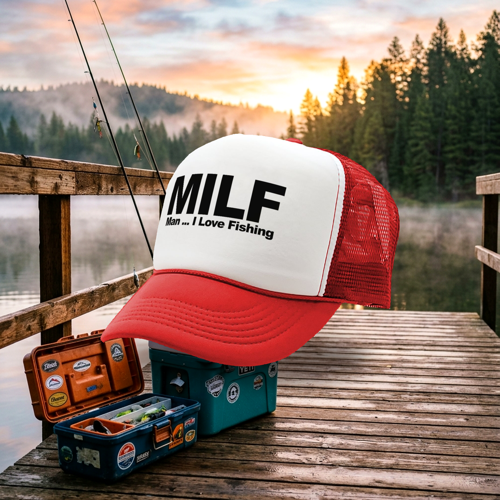 MILF - Man I Love Fishing - Five Panel Retro Style TRUCKER Cap