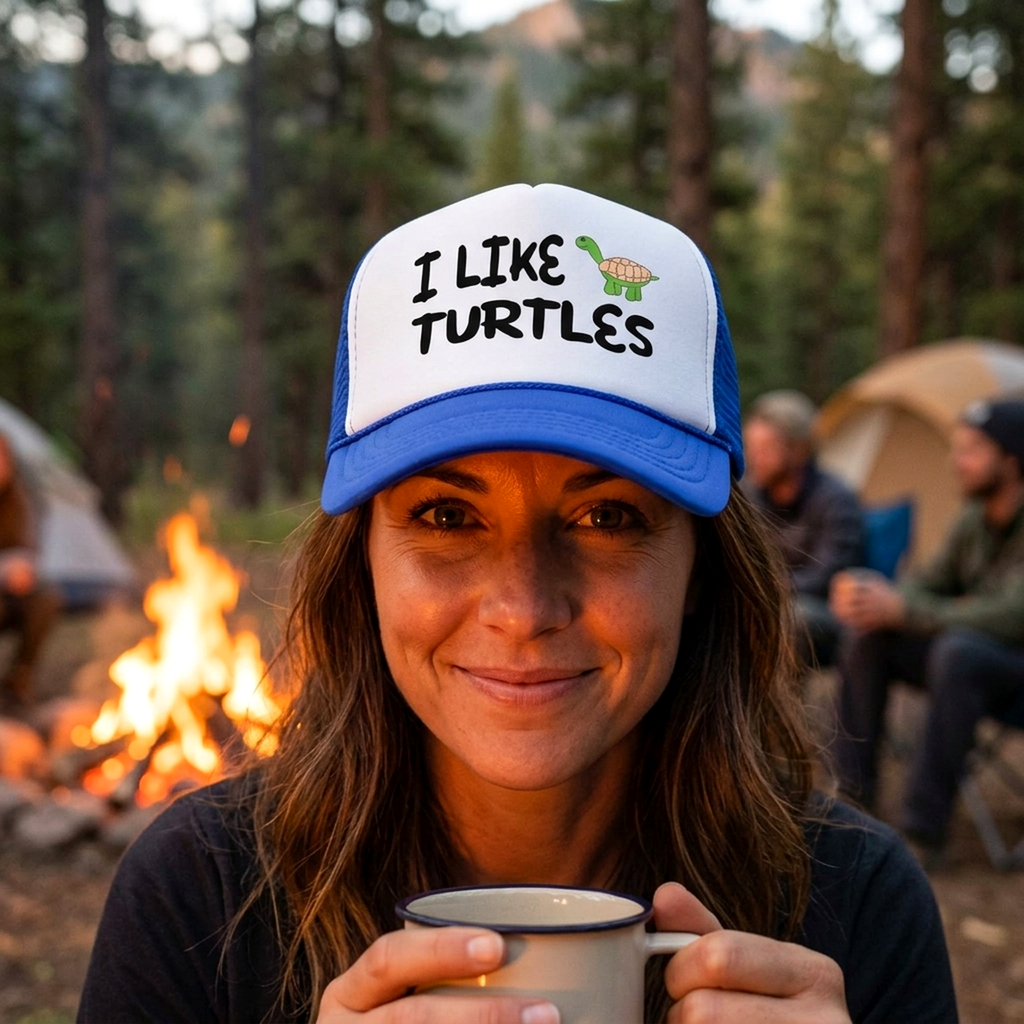 I LIKE TURTLES - Five Panel Retro Style TRUCKER Cap