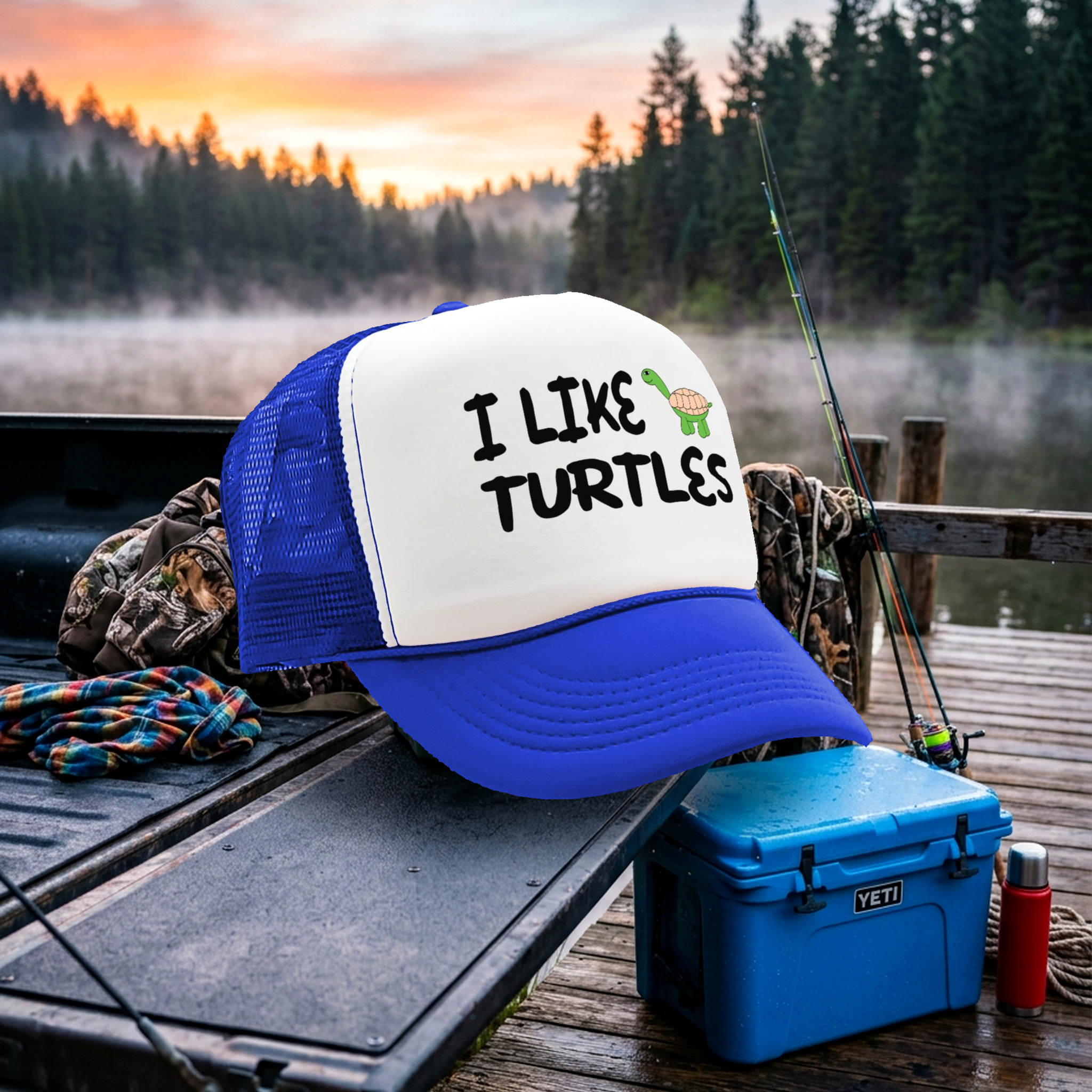 I LIKE TURTLES - Five Panel Retro Style TRUCKER Cap