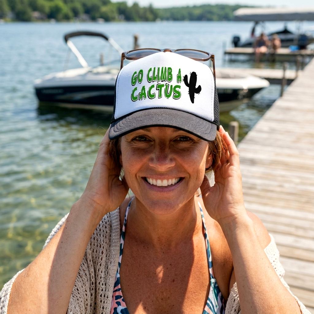 GO CLIMB a CACTUS - Five Panel Retro Style TRUCKER Cap