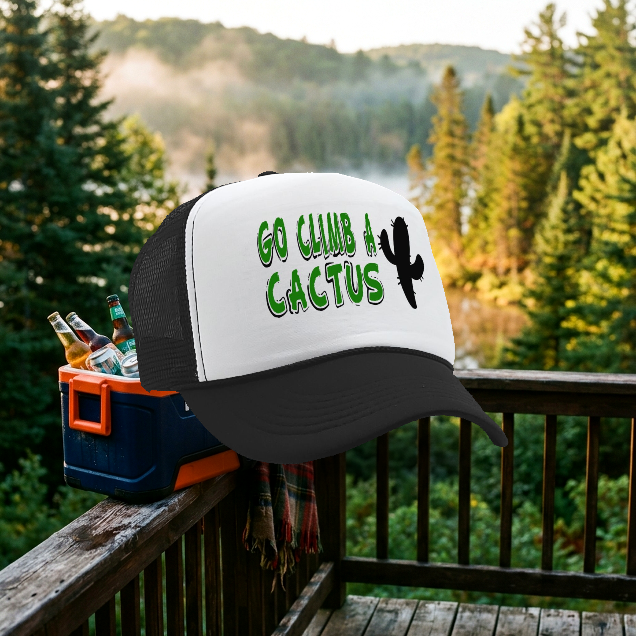 GO CLIMB a CACTUS - Five Panel Retro Style TRUCKER Cap