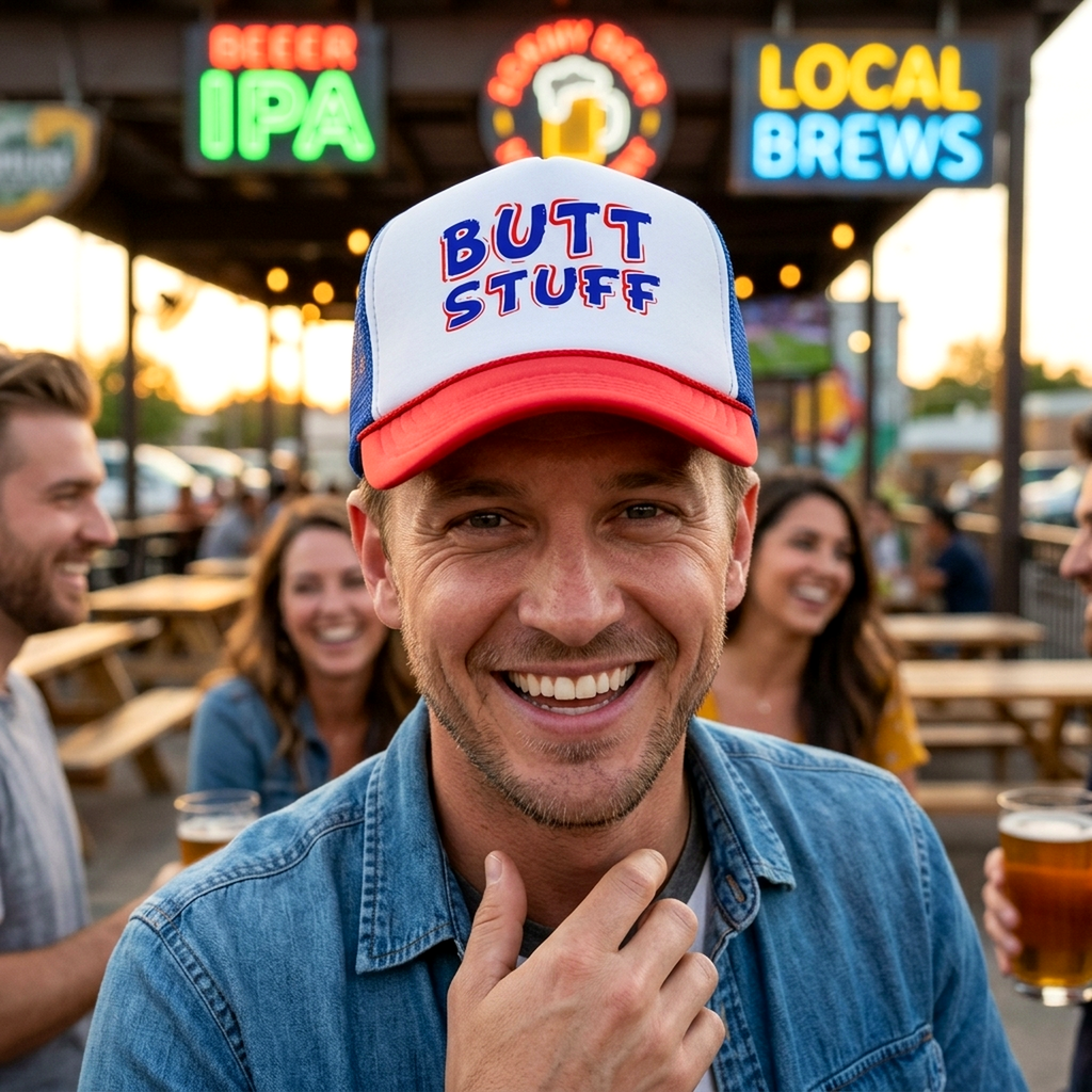 BUTT STUFF - Five Panel Retro Style TRUCKER Cap
