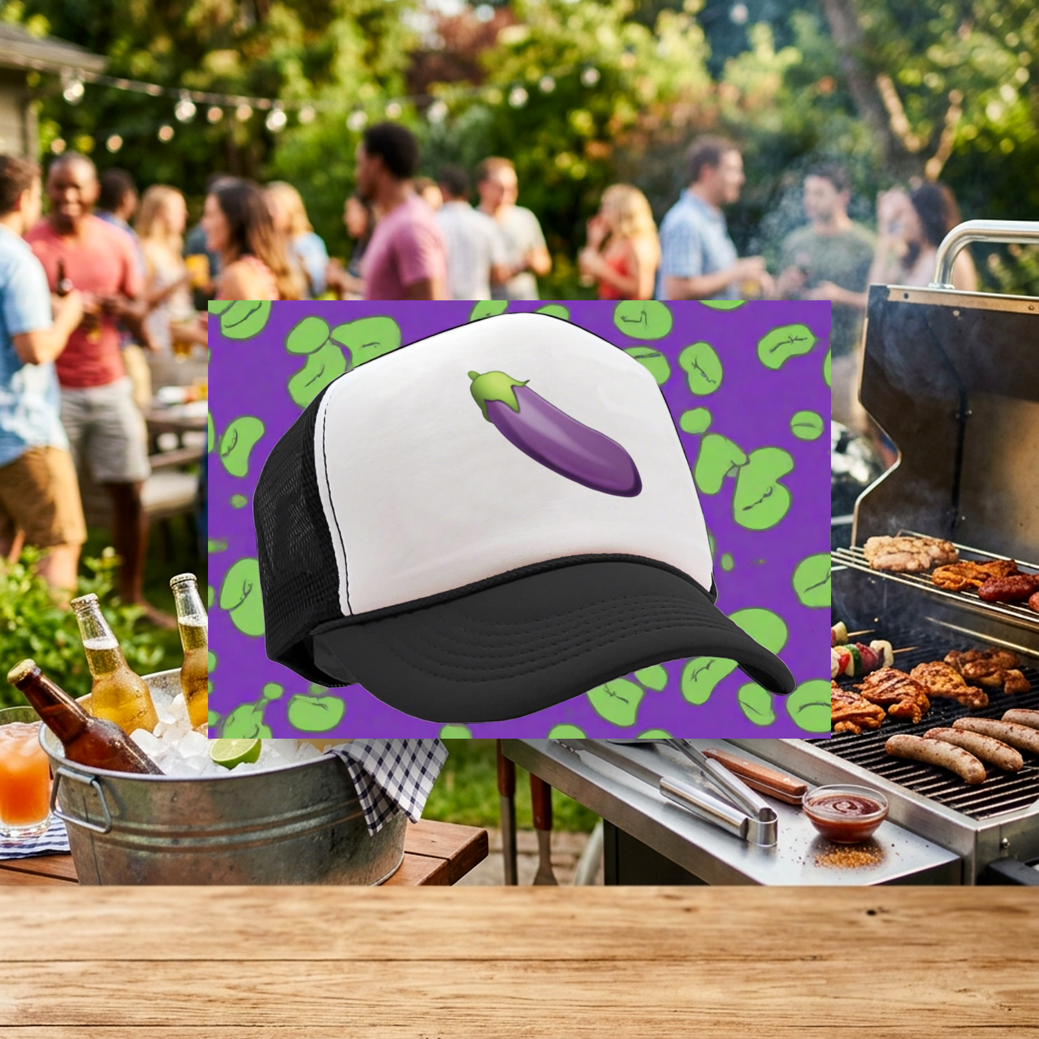 Eggplant boner - Five Panel Retro Style TRUCKER Cap
