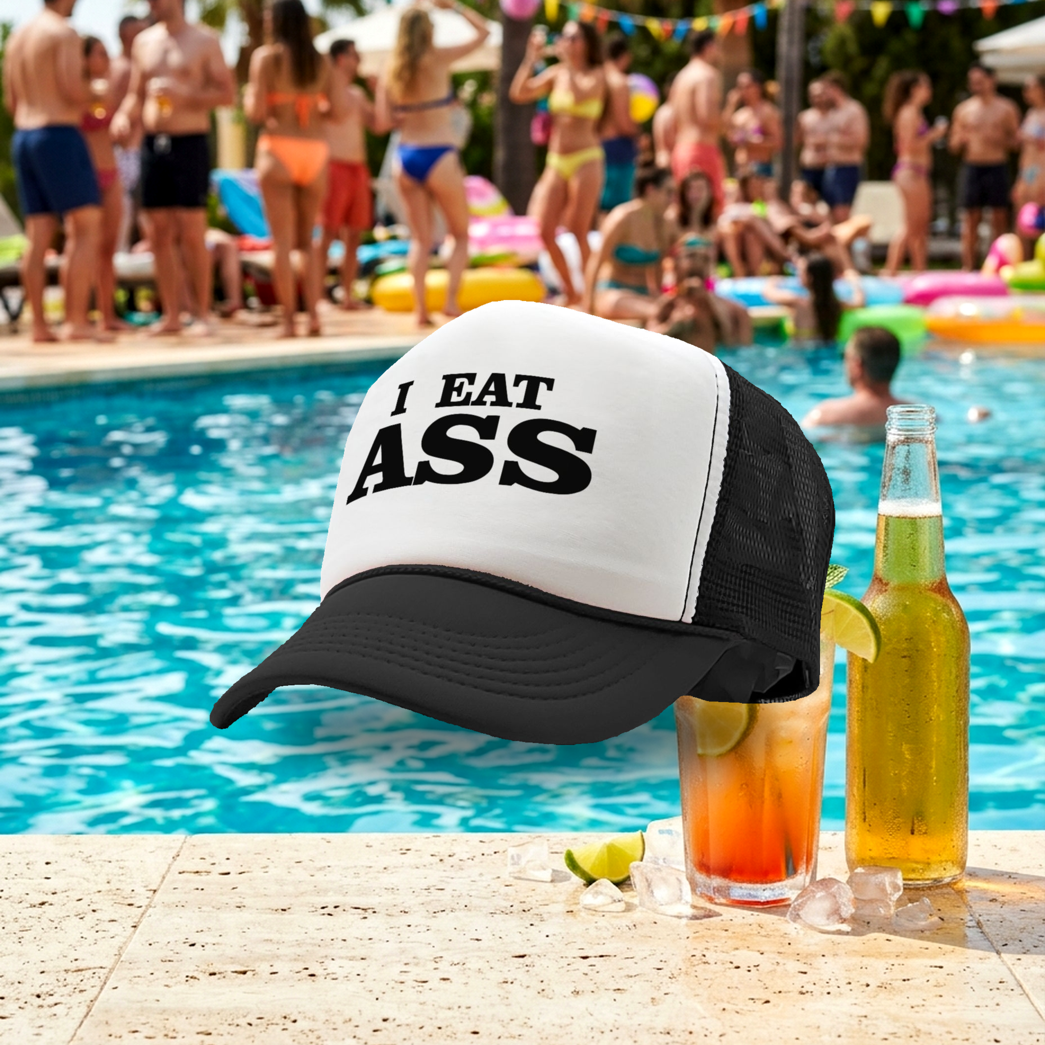 I Eat Ass - Five Panel Retro Style TRUCKER Cap