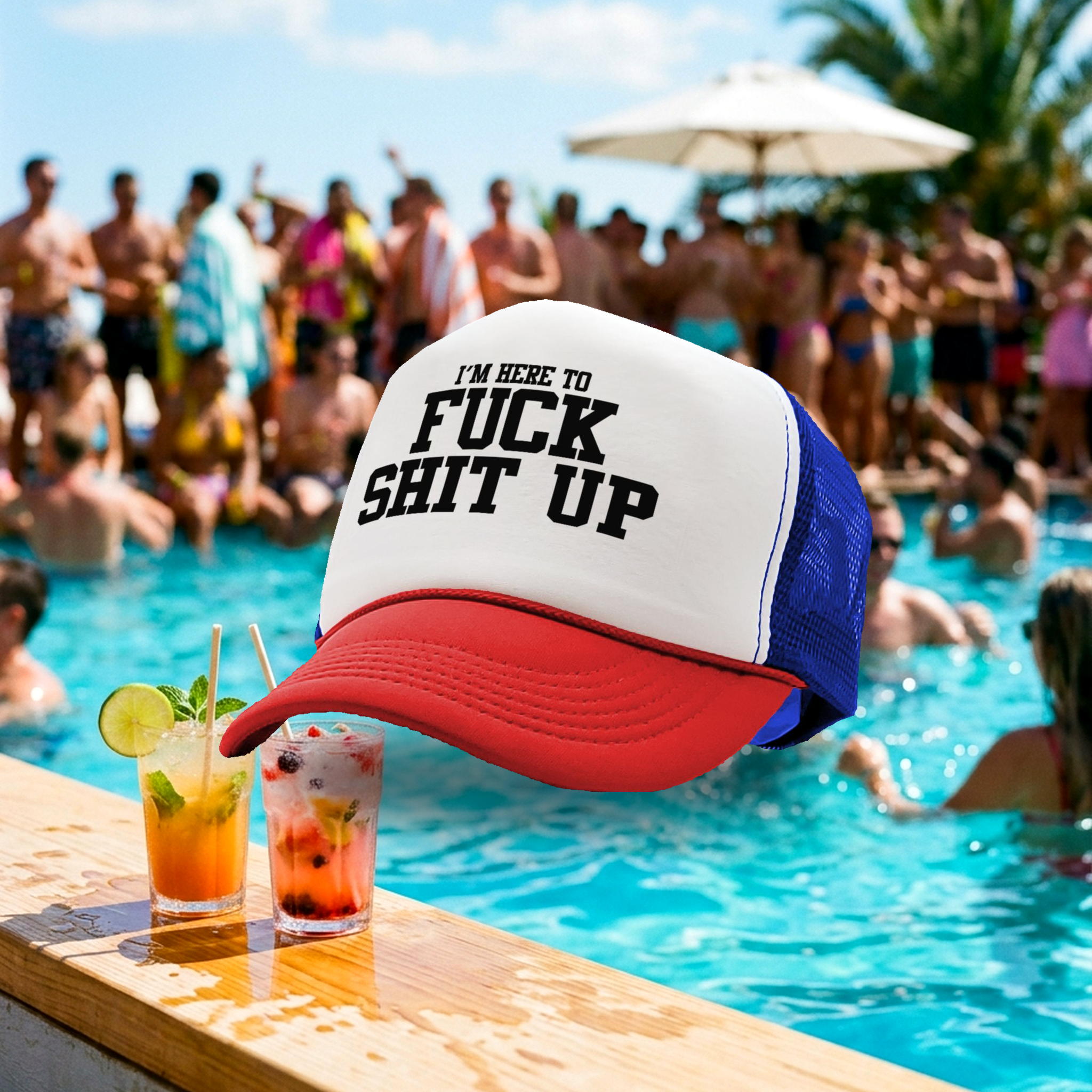 I'm Here To F--- S--- UP - Five Panel Retro Style TRUCKER Cap