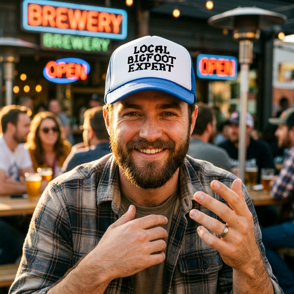 LOCAL BIGFOOT EXPERT - sasquatch - Five Panel Retro Style TRUCKER Cap