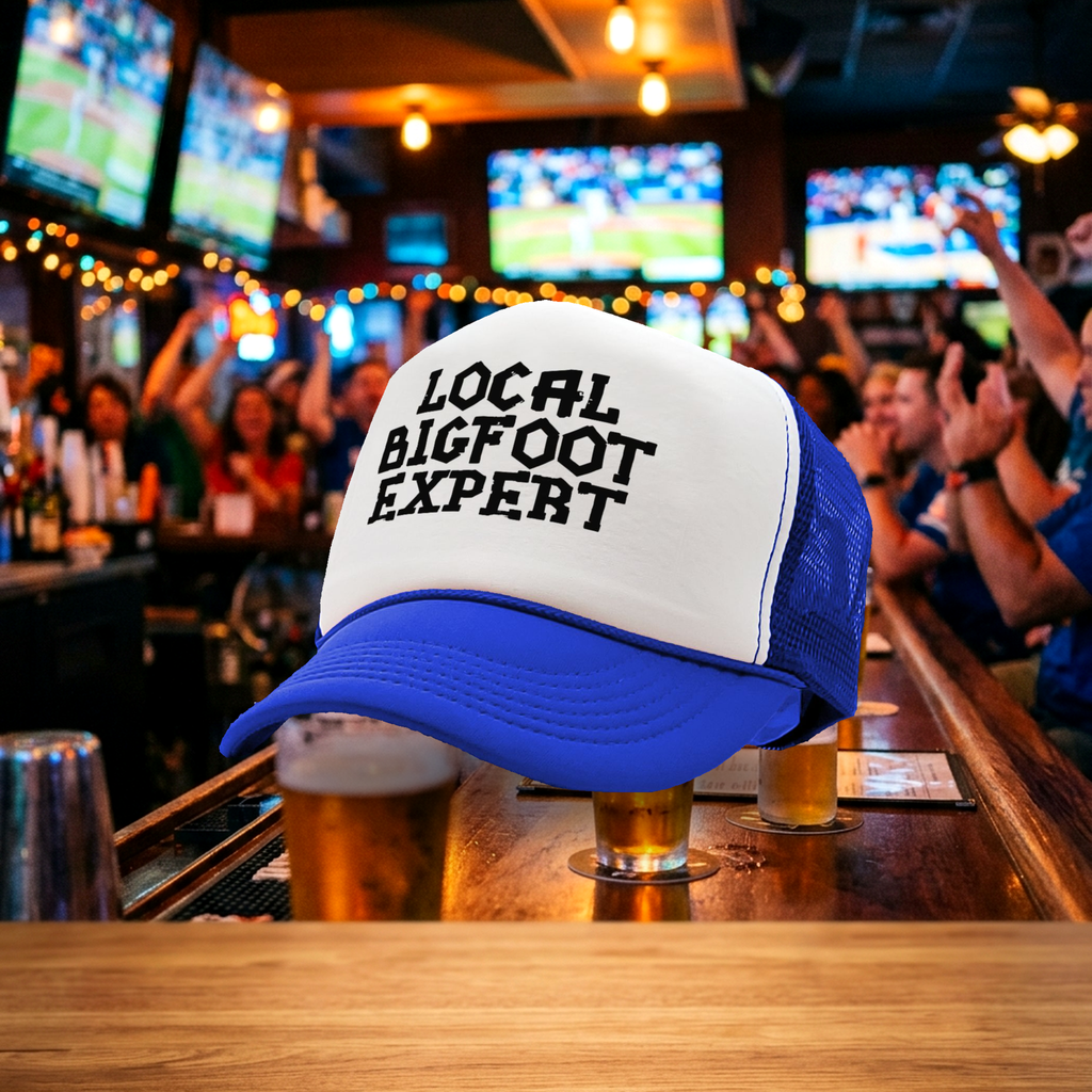 LOCAL BIGFOOT EXPERT - sasquatch - Five Panel Retro Style TRUCKER Cap