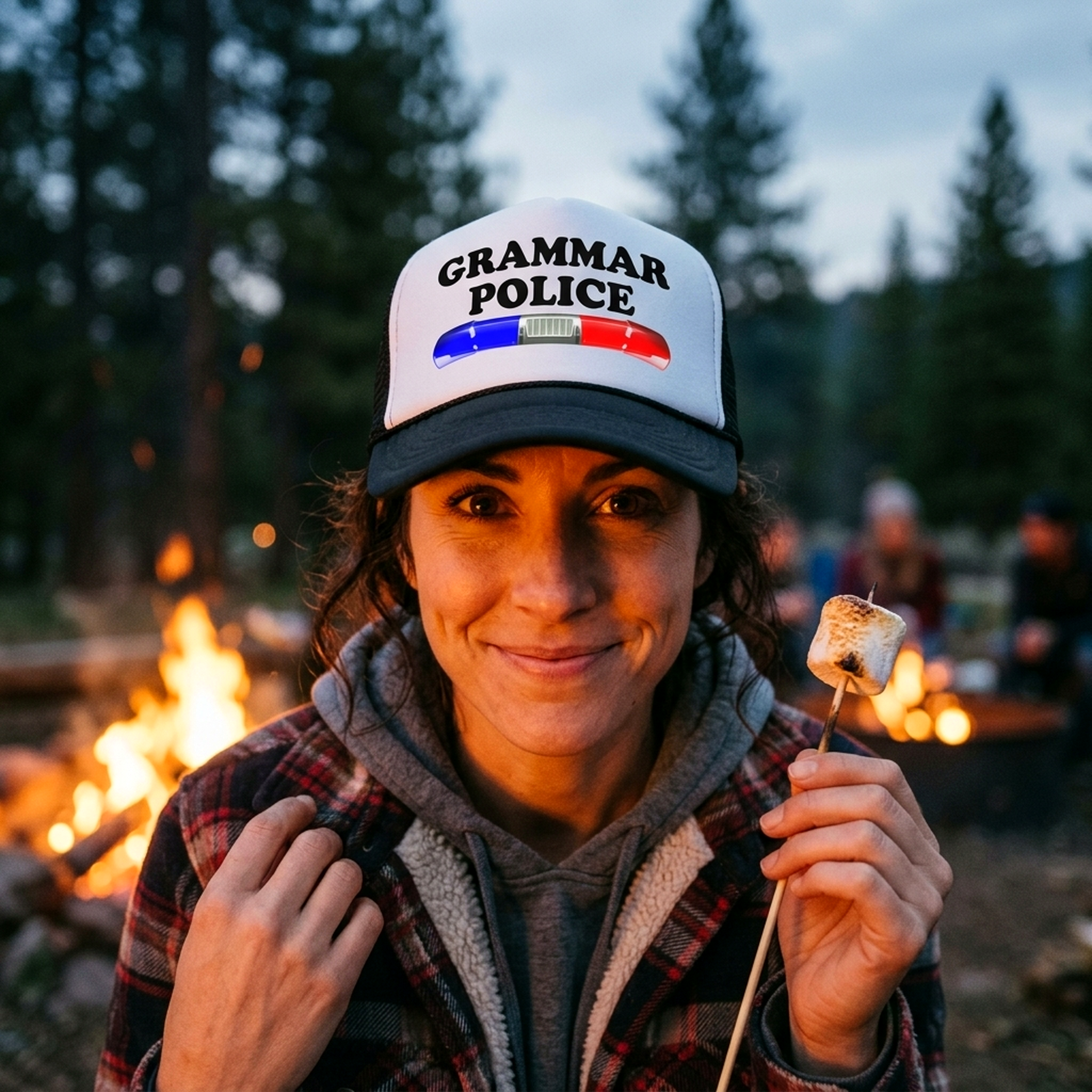 GRAMMAR POLICE - Five Panel Retro Style TRUCKER Cap