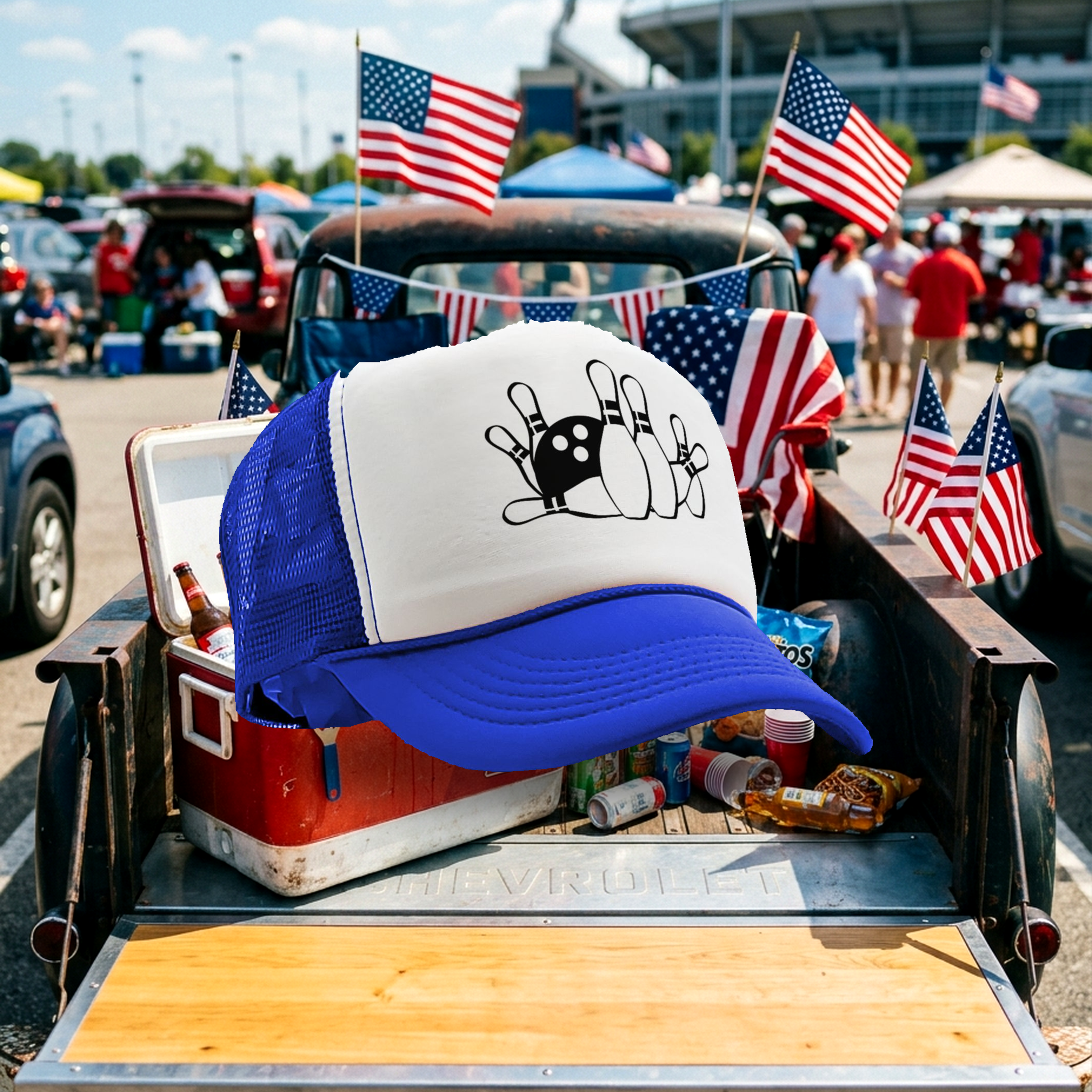 BOWLING - Five Panel Retro Style TRUCKER Cap