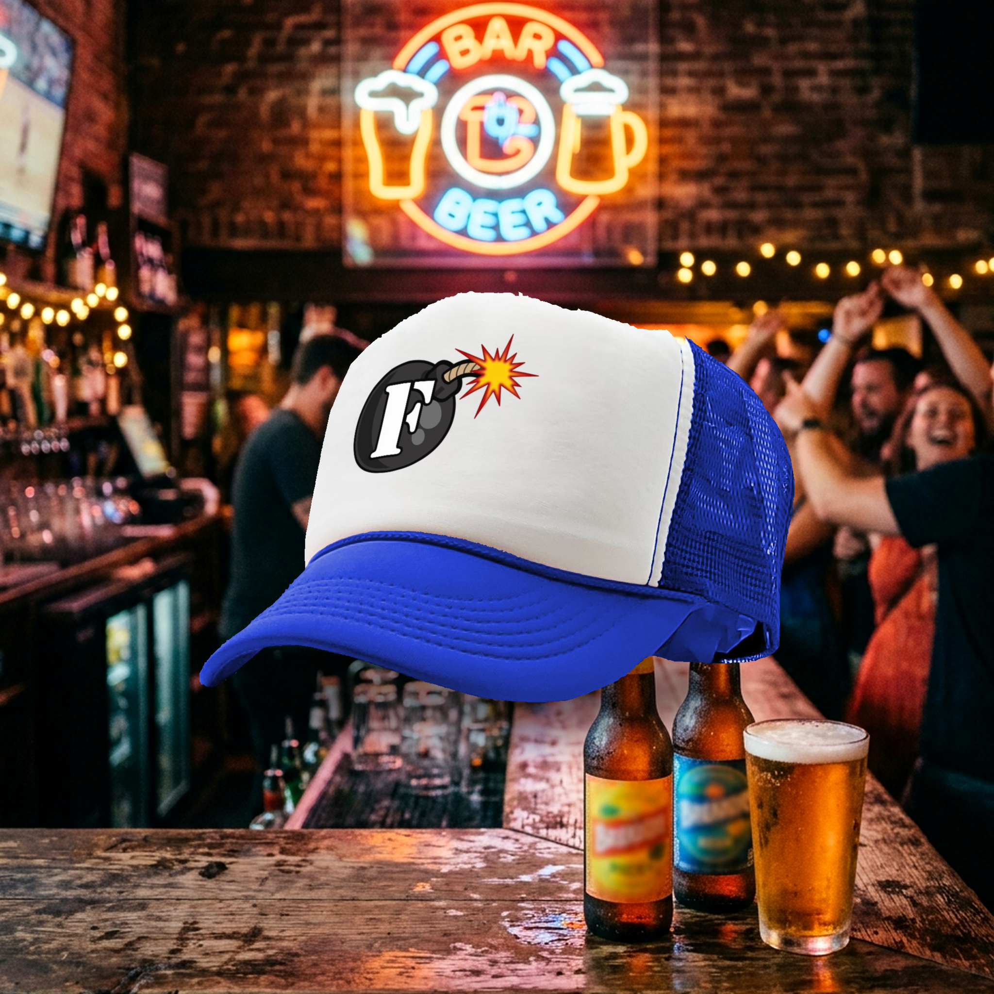 F BOMB - Five Panel Retro Style TRUCKER Cap