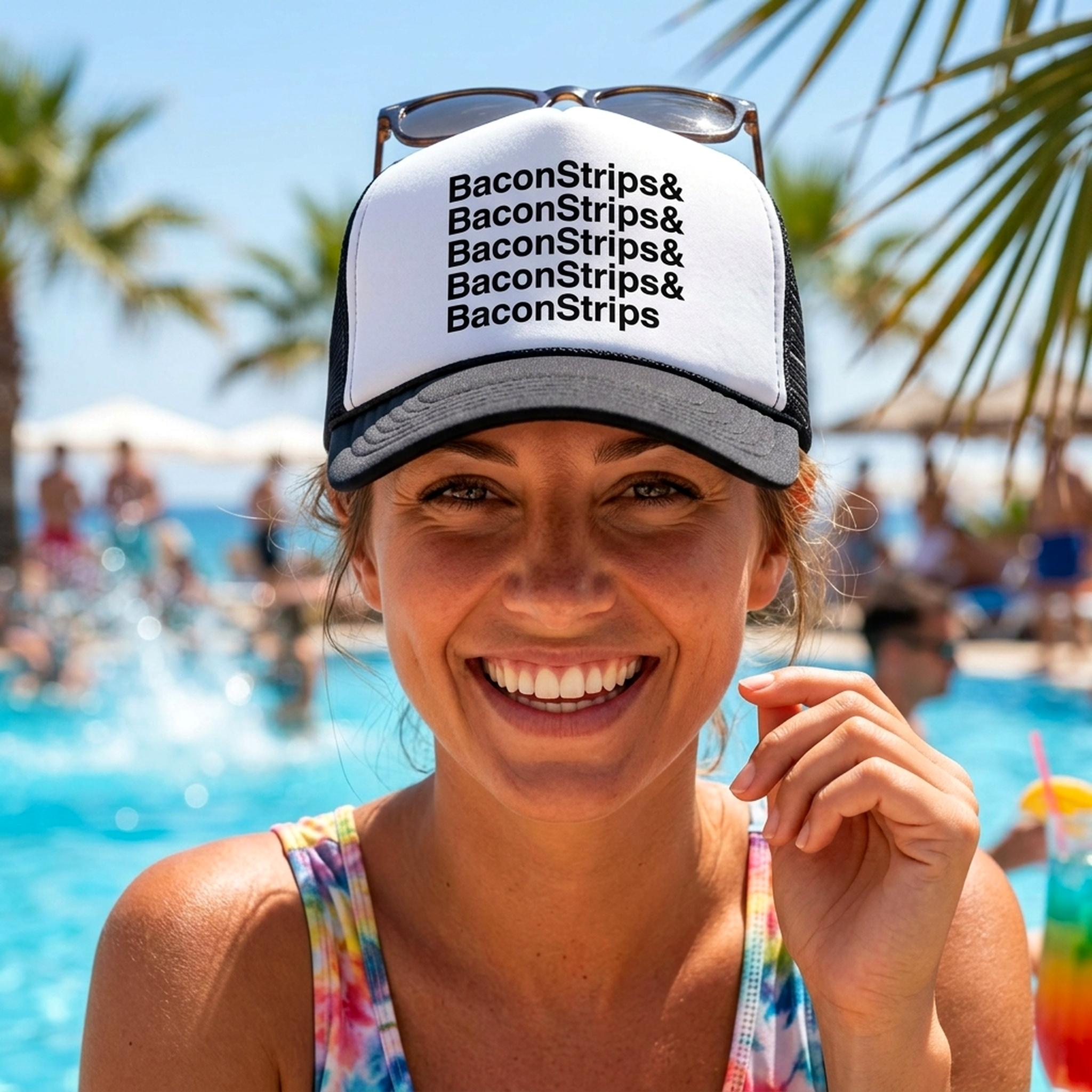 BACON STRIPS - epic food show - Vintage Retro Style Trucker Cap Hat - Five Panel Retro Style TRUCKER Cap