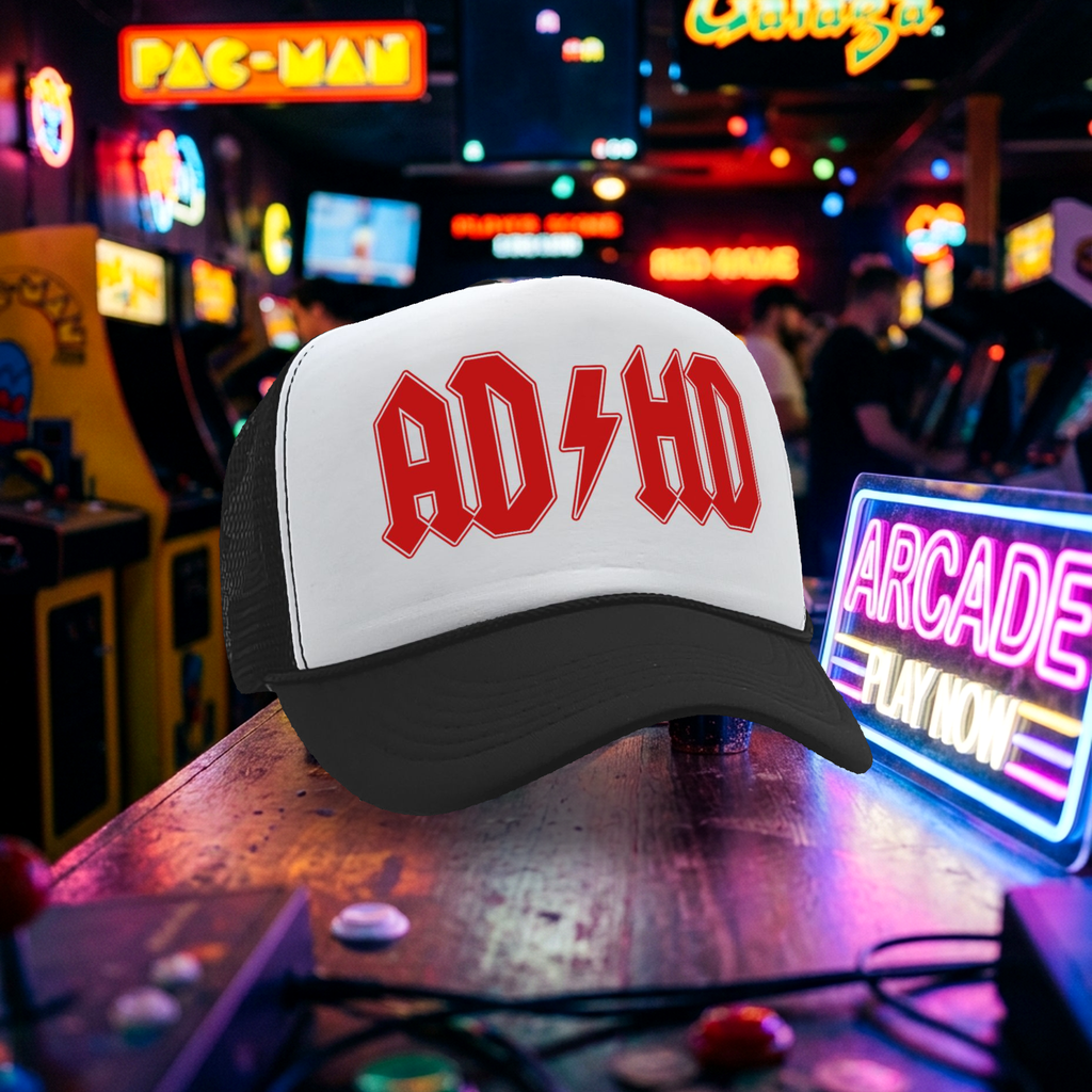 AD-HD - funny science joke music - Vintage Retro Style Trucker Cap Hat - Five Panel Retro Style TRUCKER Cap