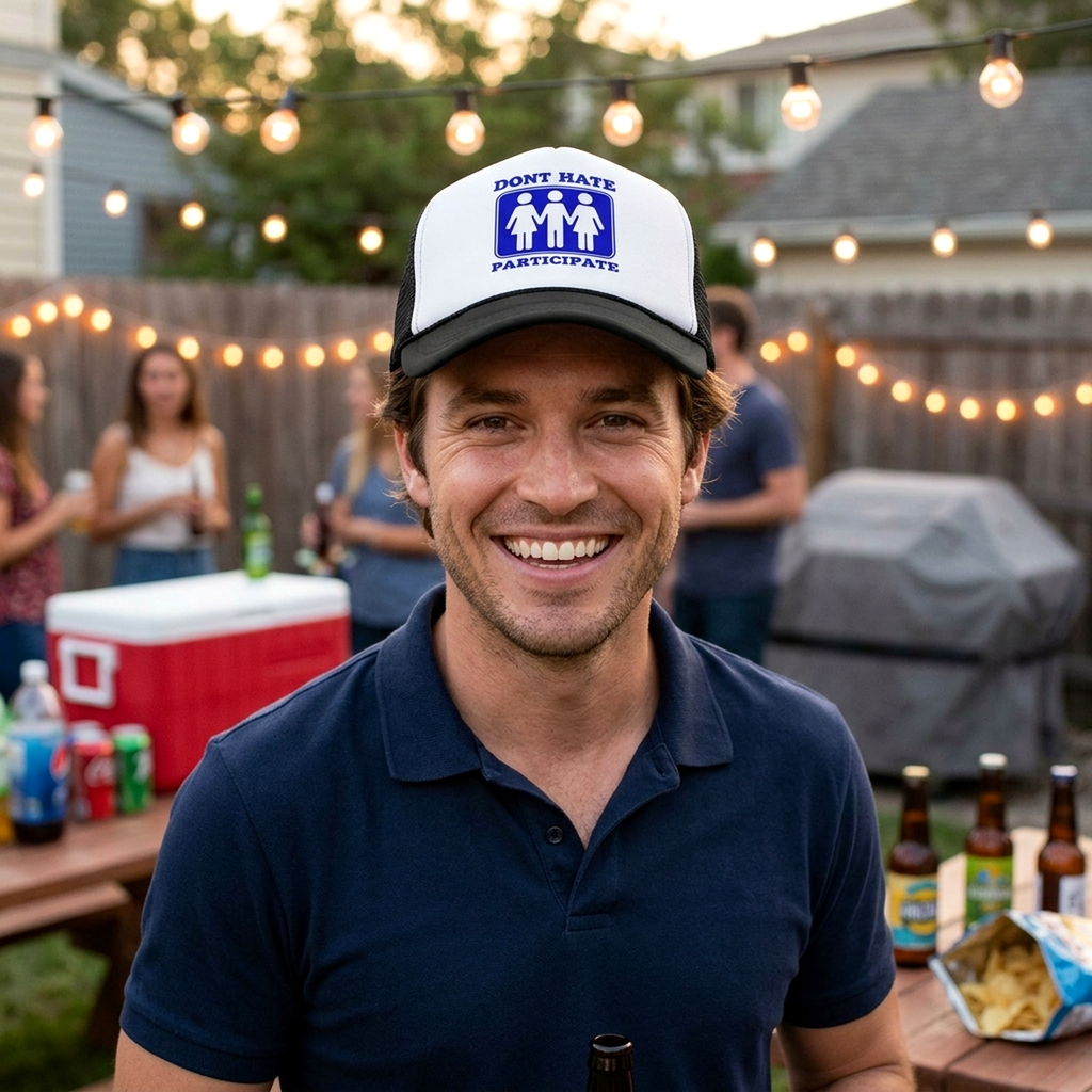 DON'T HATE PARTICIPATE - funny sexy - Vintage Retro Style Trucker Cap Hat
