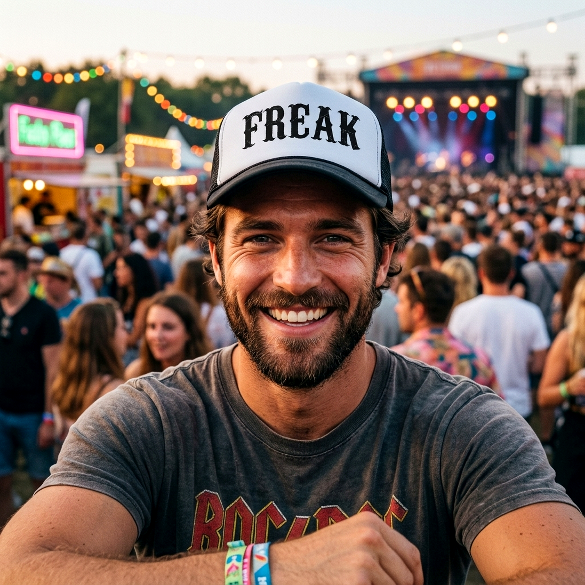 FREAK - sexy party college frat - Vintage Retro Style Trucker Cap Hat - Five Panel Retro Style TRUCKER Cap