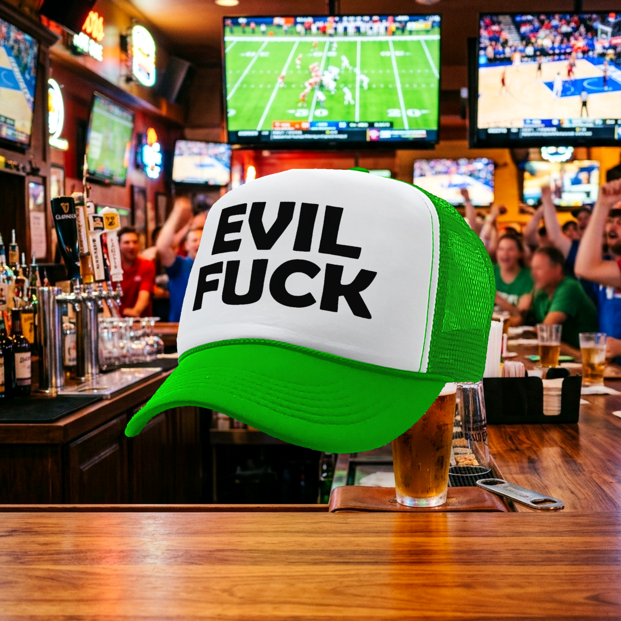 EVIL FUCK - sadistic bastard sick twisted - Vintage Retro Style Trucker Cap Hat - Five Panel Retro Style TRUCKER Cap