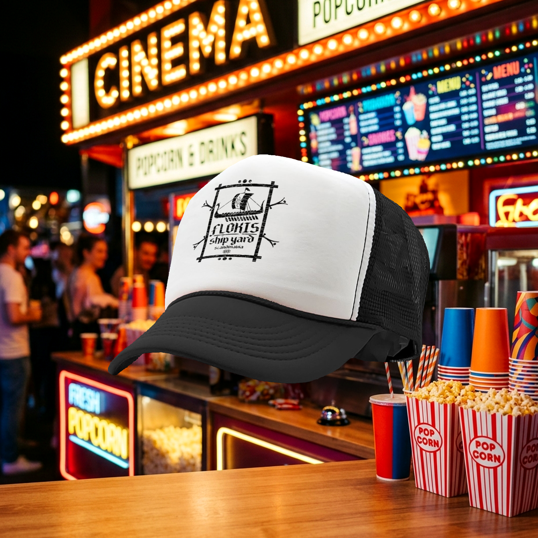 FLOKIS SHIPYARD - viking show norse - Vintage Retro Style Trucker Cap Hat - Five Panel Retro Style TRUCKER Cap