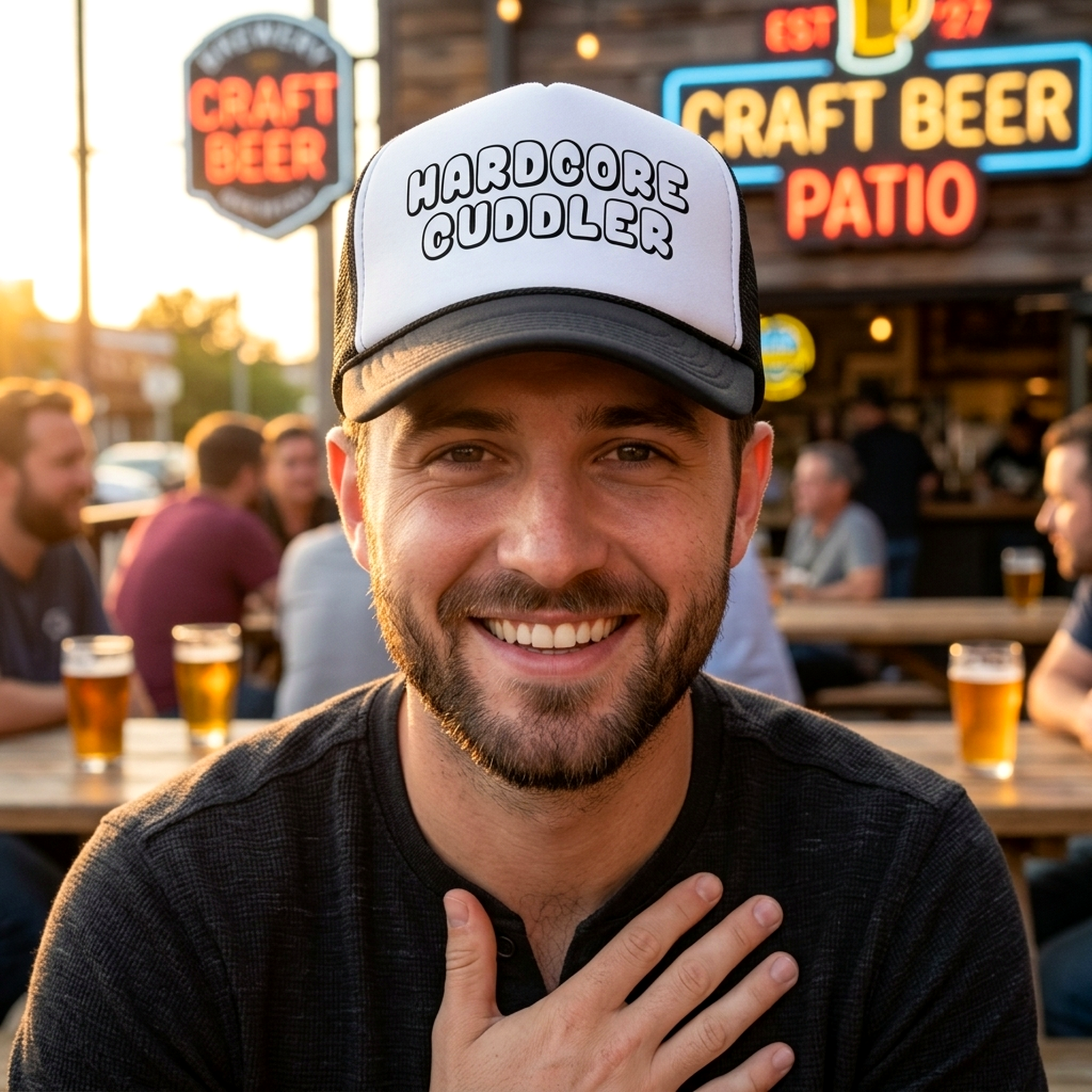 HARDCORE CUDDLER - funny sexy cute - Vintage Retro Style Trucker Cap Hat - Five Panel Retro Style TRUCKER Cap