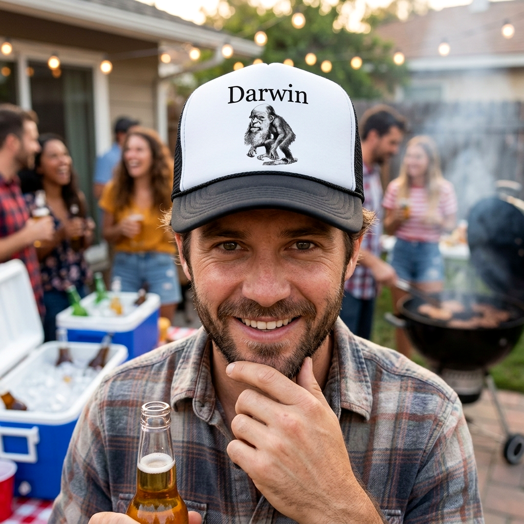 Darwin Trucker Hat - Mesh Cap - Five Panel Retro Style TRUCKER Cap