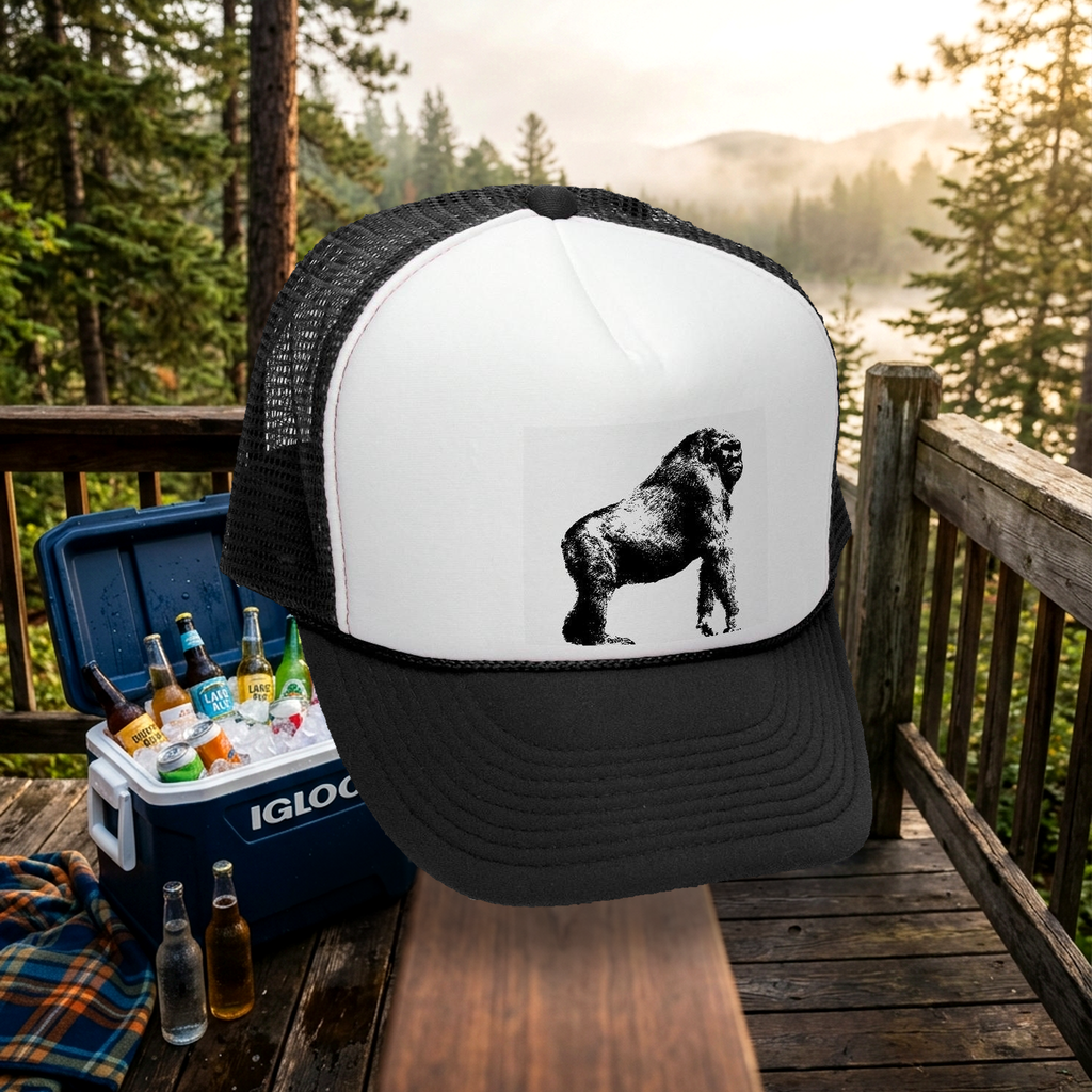 Gorilla Trucker Hat - Mesh Cap - Five Panel Retro Style TRUCKER Cap