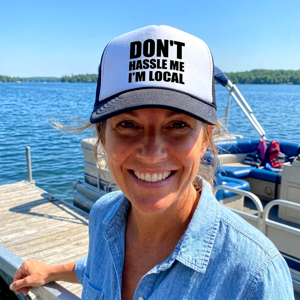 Don't Hassle Me I'm Local Trucker Hat - Mesh Cap - Five Panel Retro Style TRUCKER Cap
