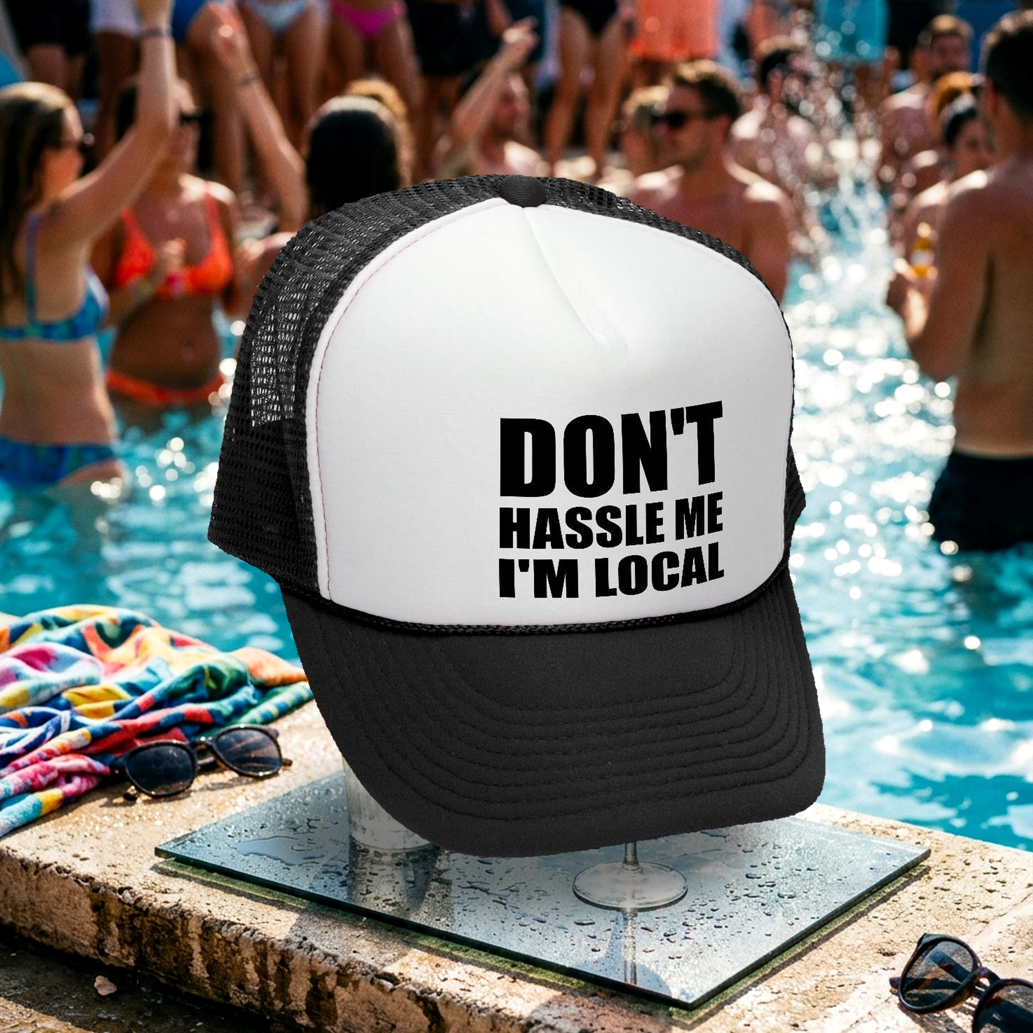 Don't Hassle Me I'm Local Trucker Hat - Mesh Cap - Five Panel Retro Style TRUCKER Cap
