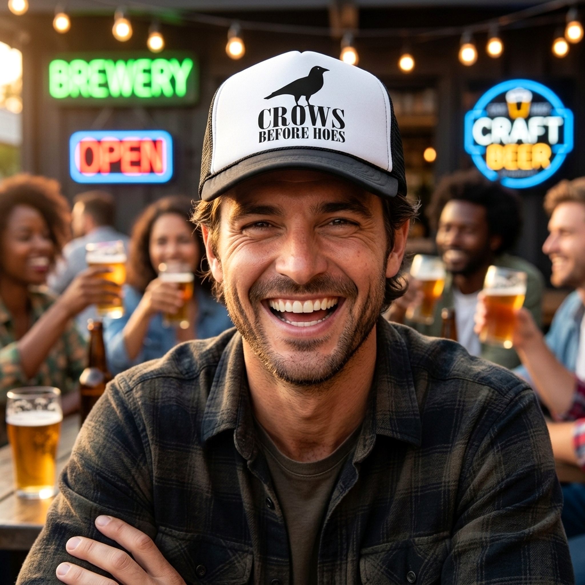 Crows Before Hoes Trucker Hat - Mesh Cap - Five Panel Retro Style TRUCKER Cap