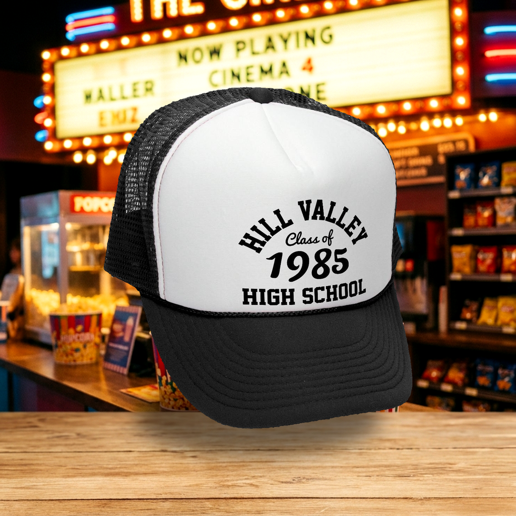 Hill Valley High School Trucker Hat - Mesh Cap - Five Panel Retro Style TRUCKER Cap