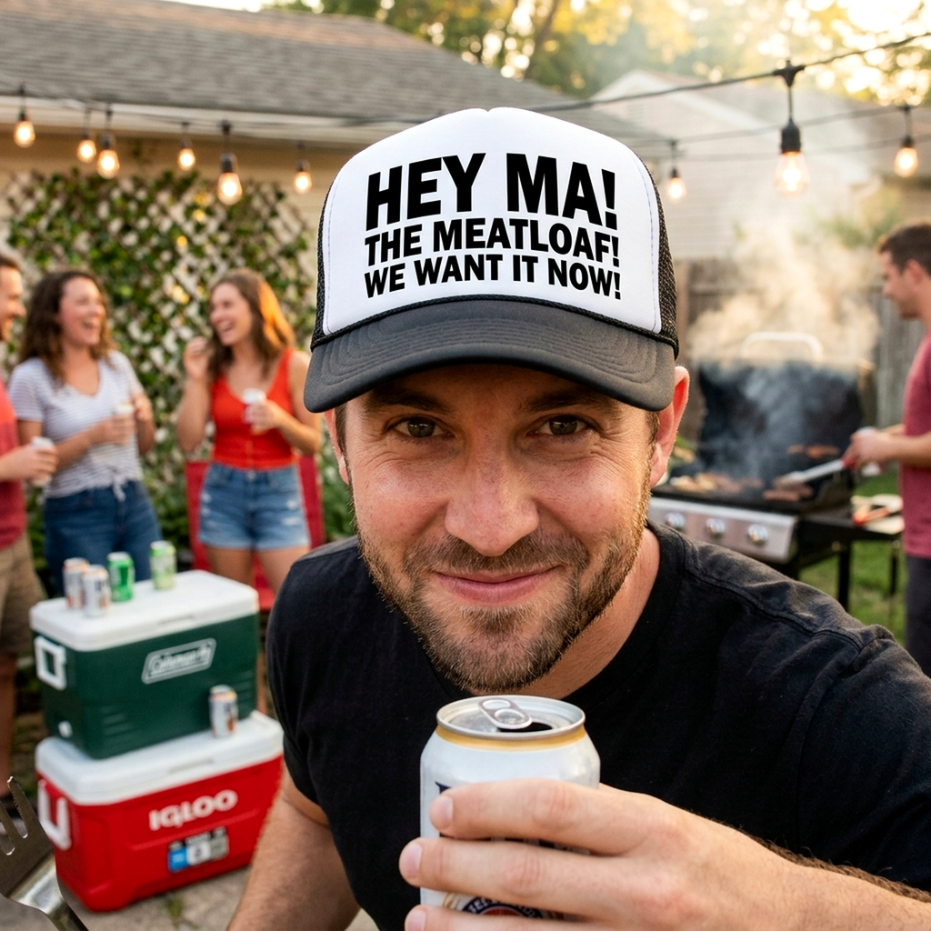 Hey Ma! The Meatloaf! Trucker Hat - Mesh Cap - Five Panel Retro Style TRUCKER Cap