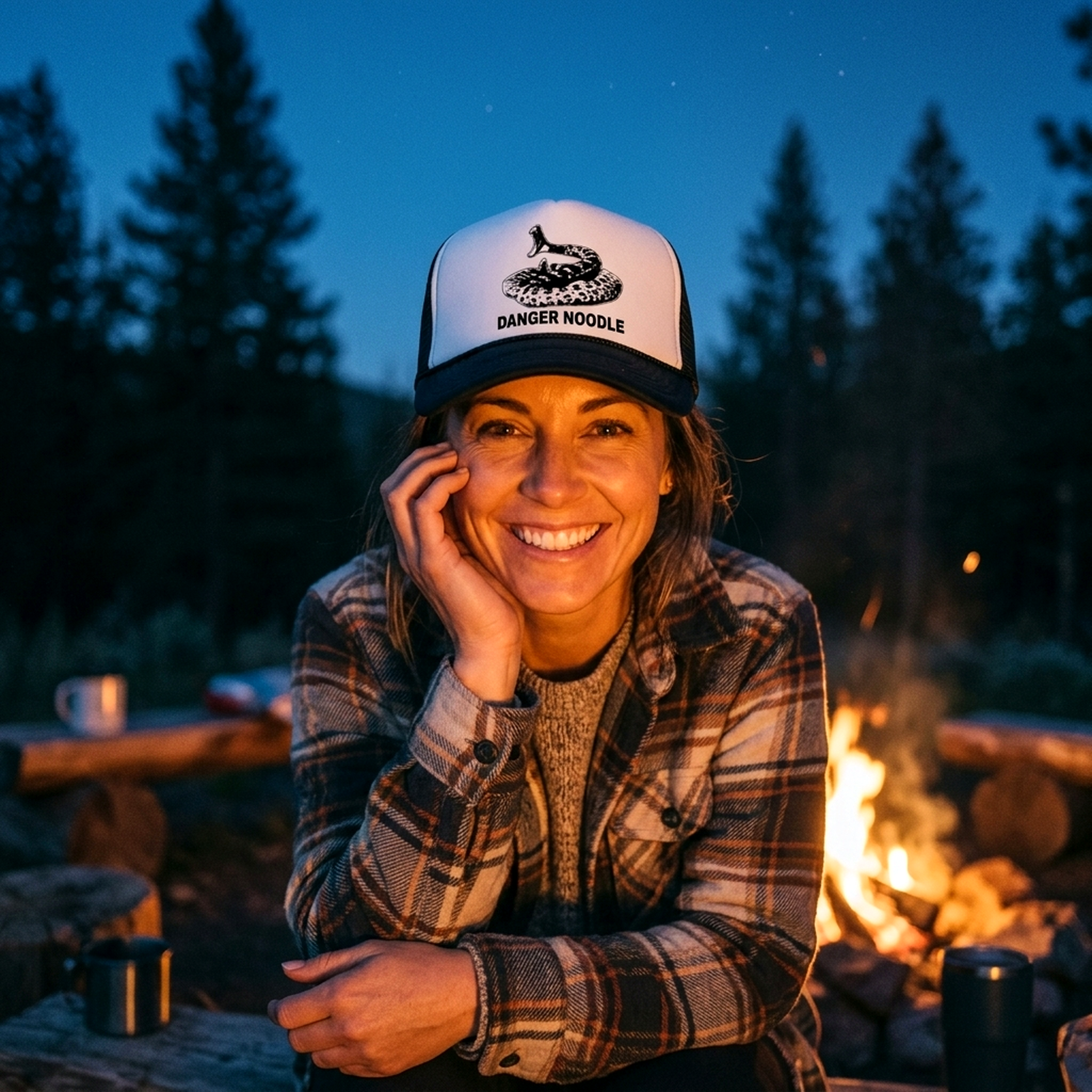 Danger Noodle Trucker Hat - Mesh Cap - Five Panel Retro Style TRUCKER Cap