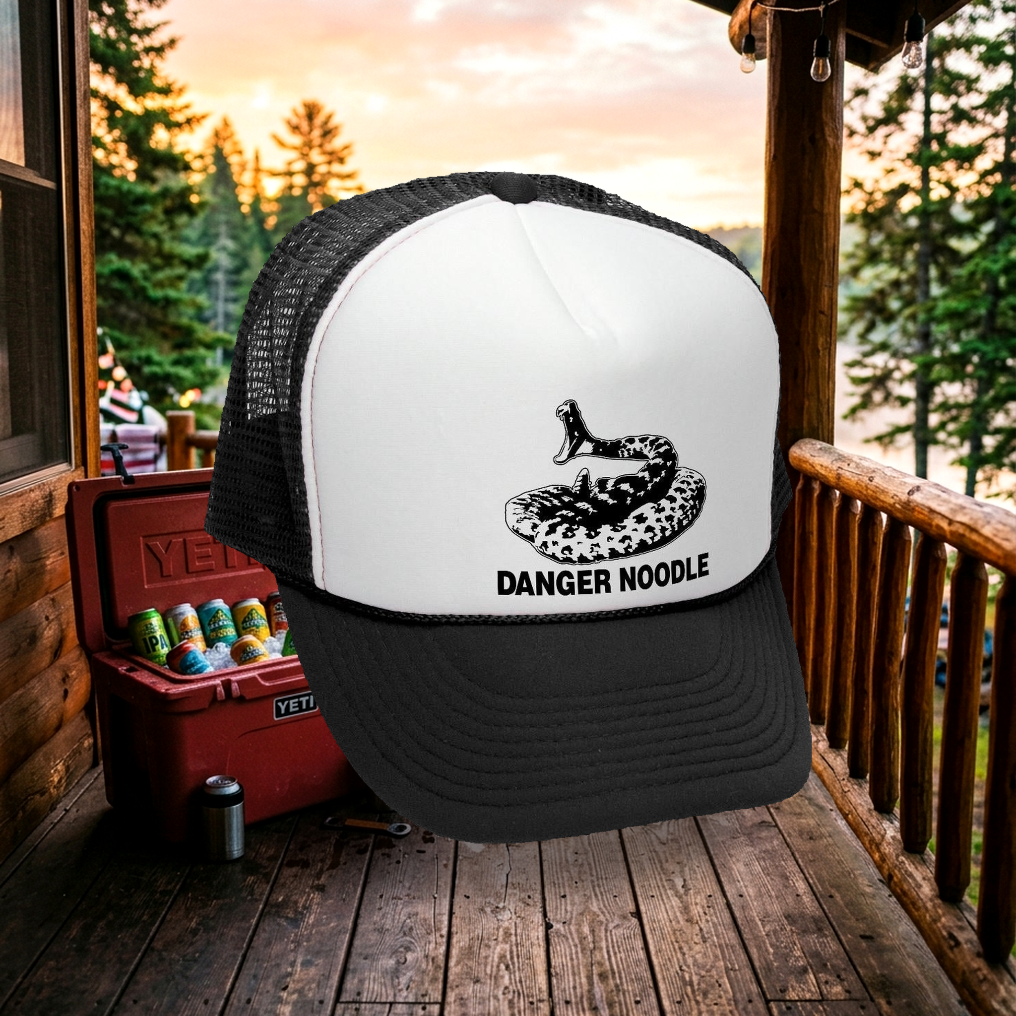 Danger Noodle Trucker Hat - Mesh Cap - Five Panel Retro Style TRUCKER Cap