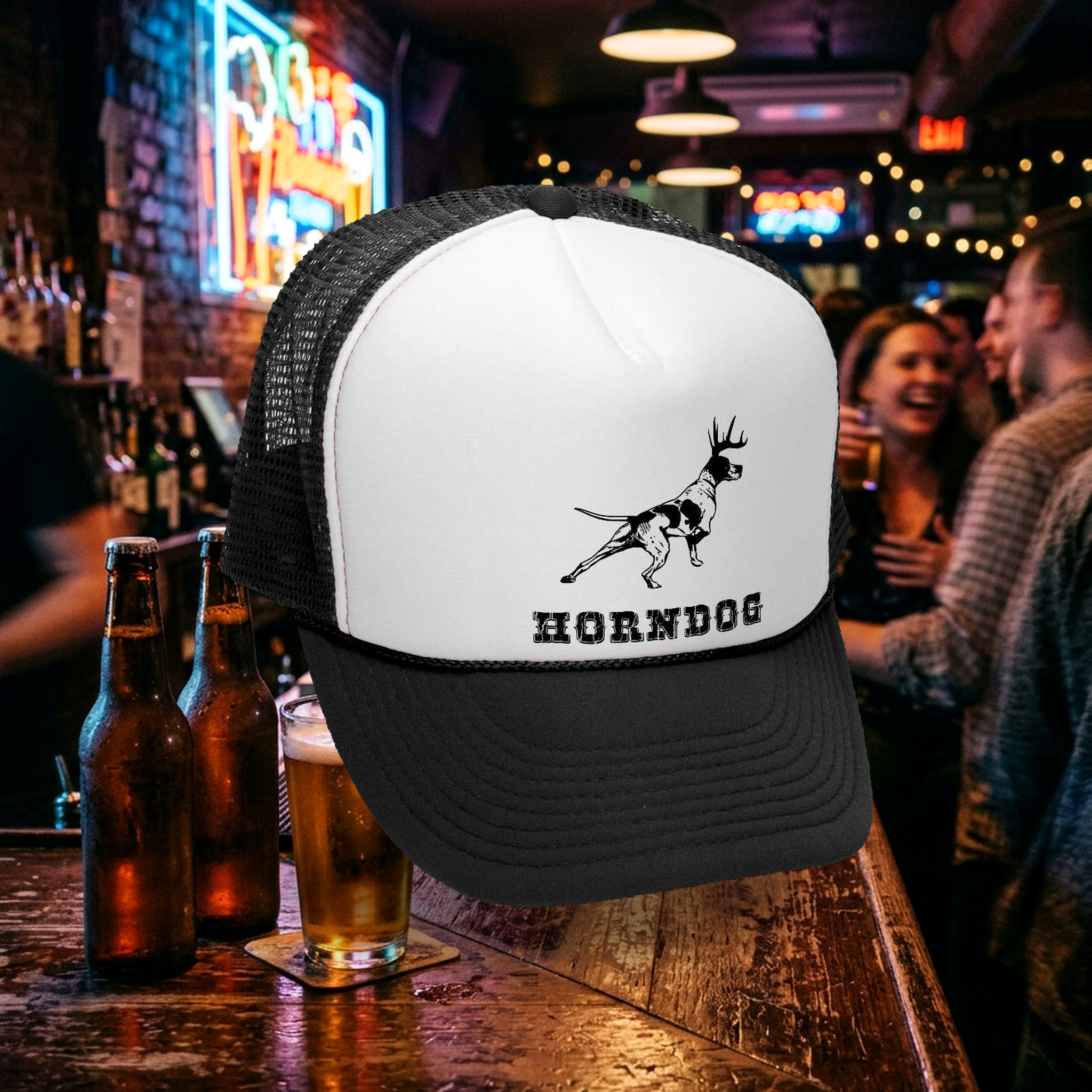 Horndog Trucker Hat - Mesh Cap - Five Panel Retro Style TRUCKER Cap