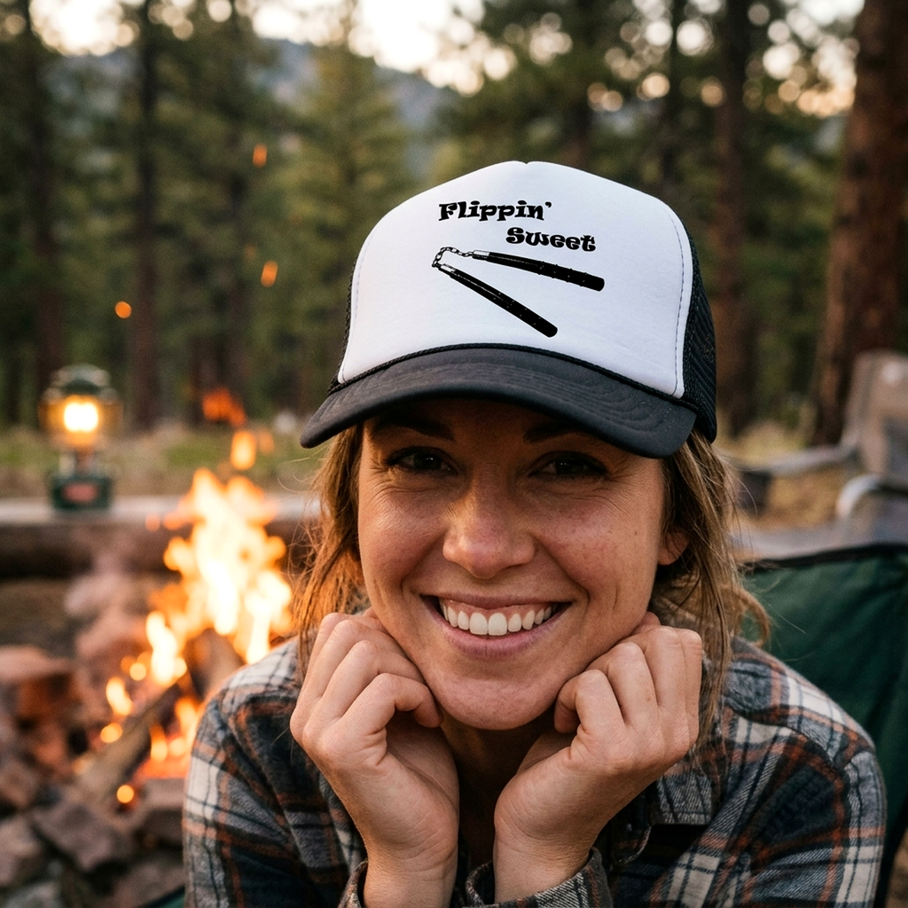 Flippin Sweet Trucker Hat - Mesh Cap - Five Panel Retro Style TRUCKER Cap