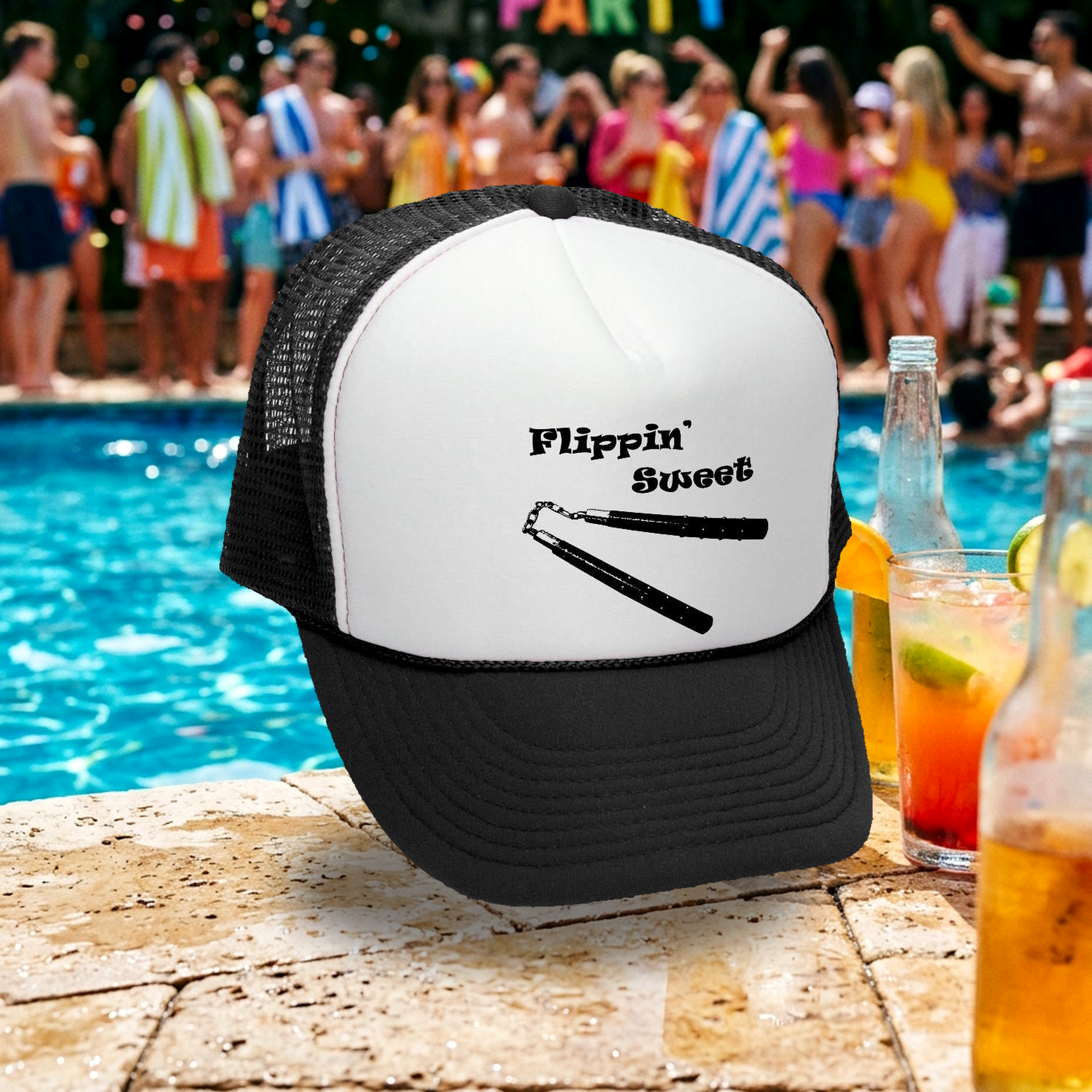 Flippin Sweet Trucker Hat - Mesh Cap - Five Panel Retro Style TRUCKER Cap