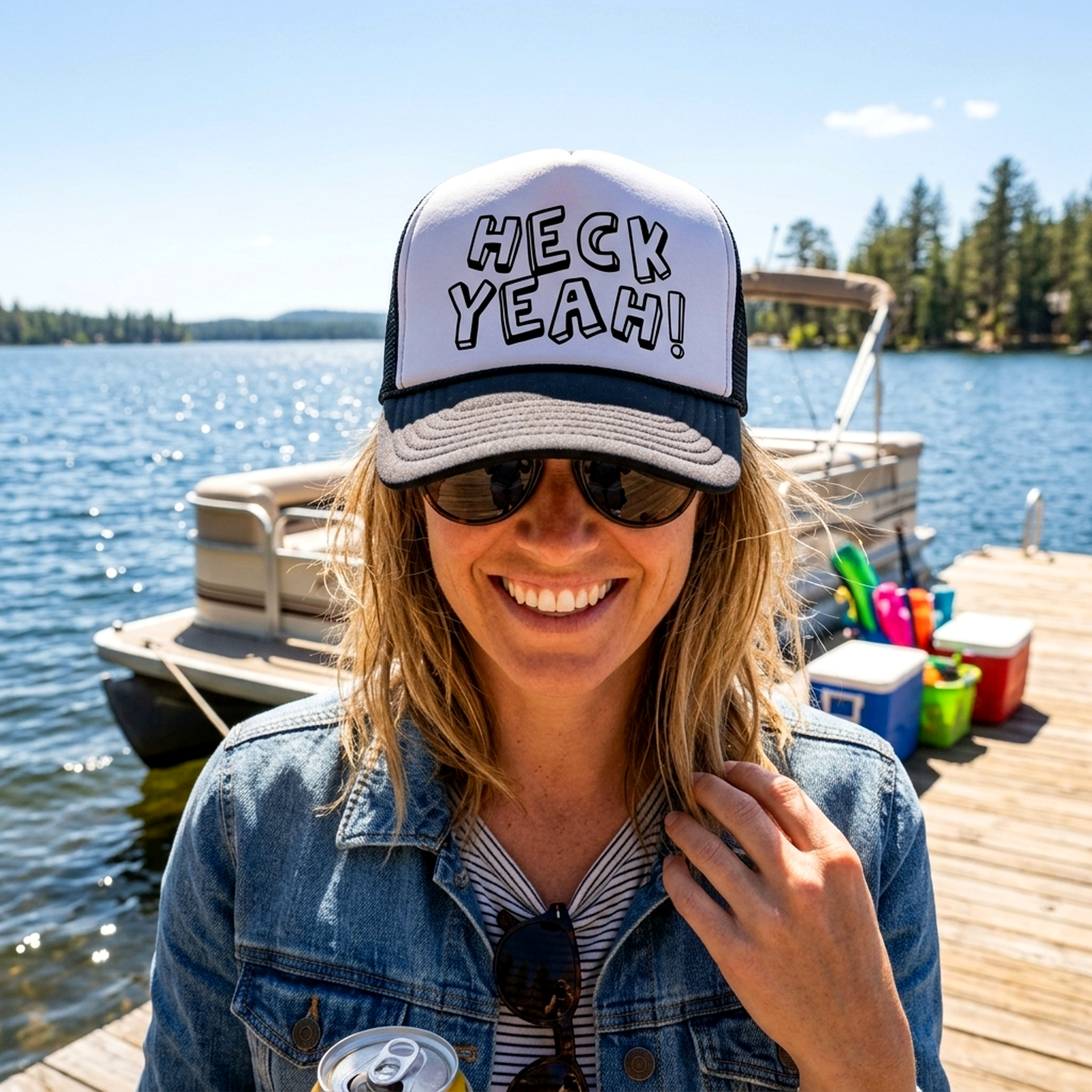 heckyeah Trucker Hat - Mesh Cap - Five Panel Retro Style TRUCKER Cap